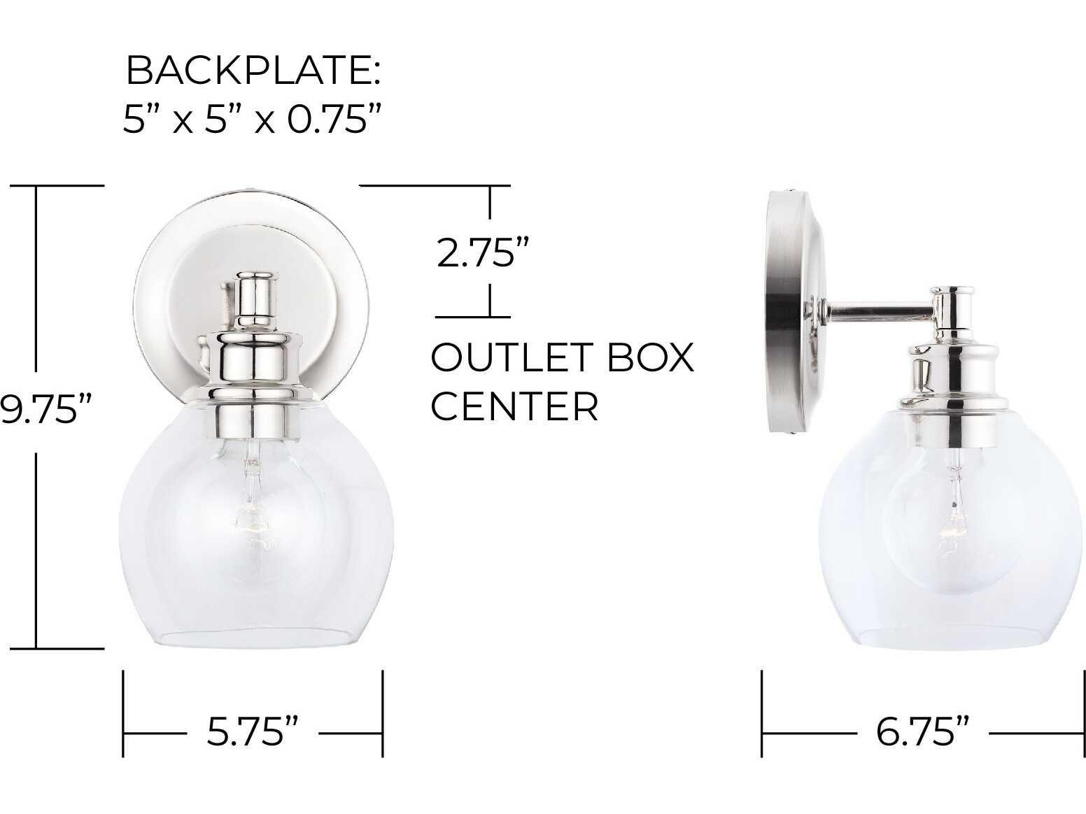 Capital Lighting Mid Century 1-Light Polished Nickel Glass Wall Sconce