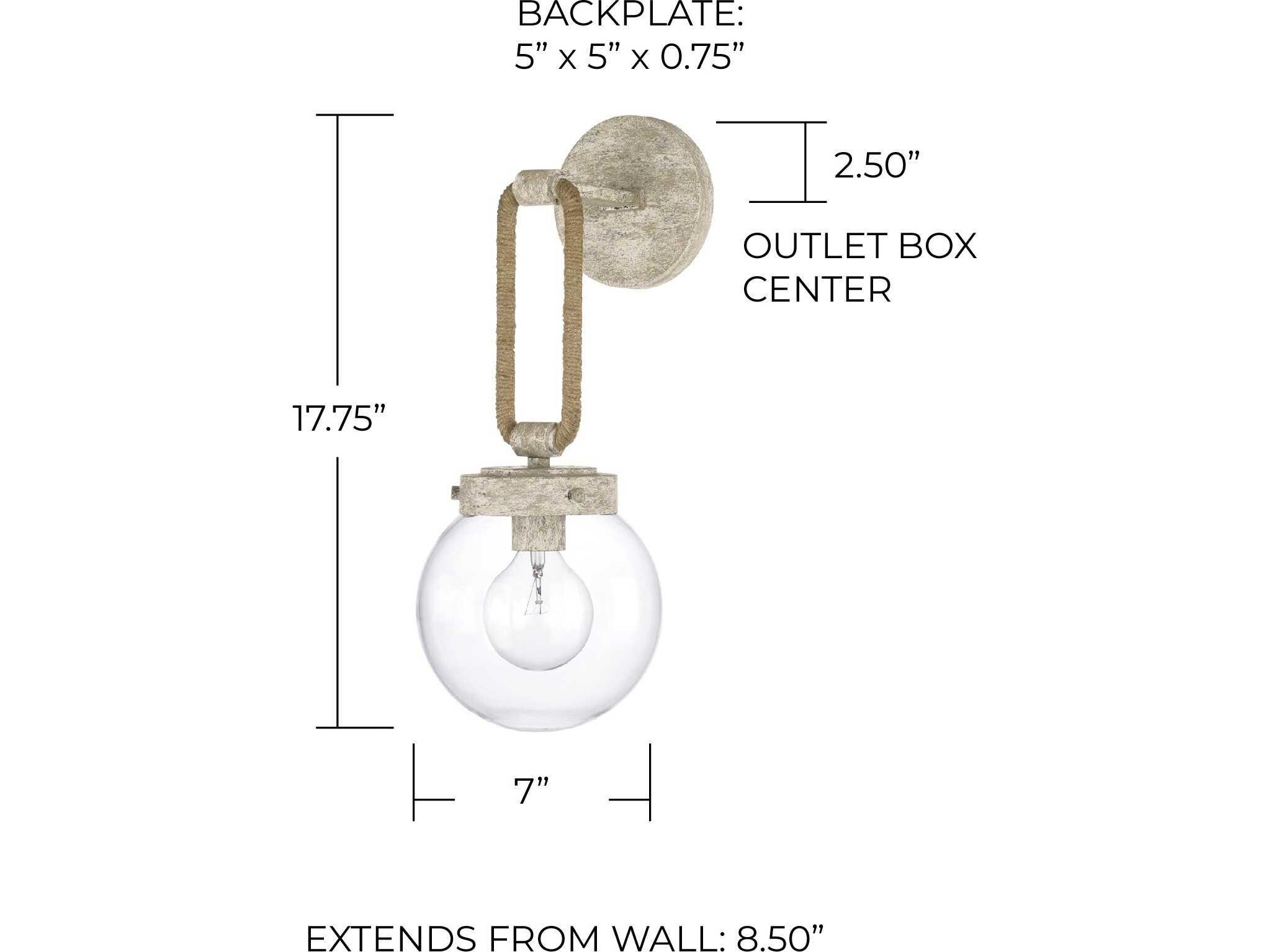 Capital Lighting Beaufort 1-Light Mystic Sand Gray Glass Wall Sconce
