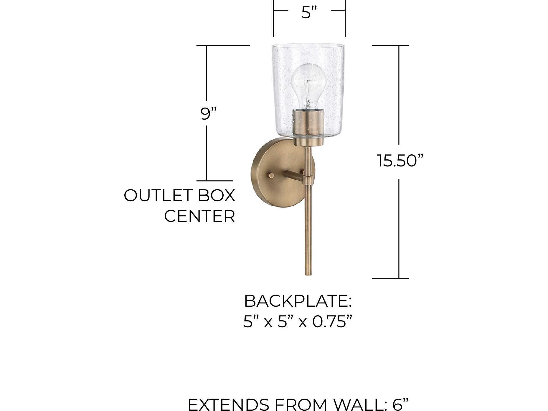 Capital Lighting Greyson 1-Light Aged Brass Glass Wall Sconce