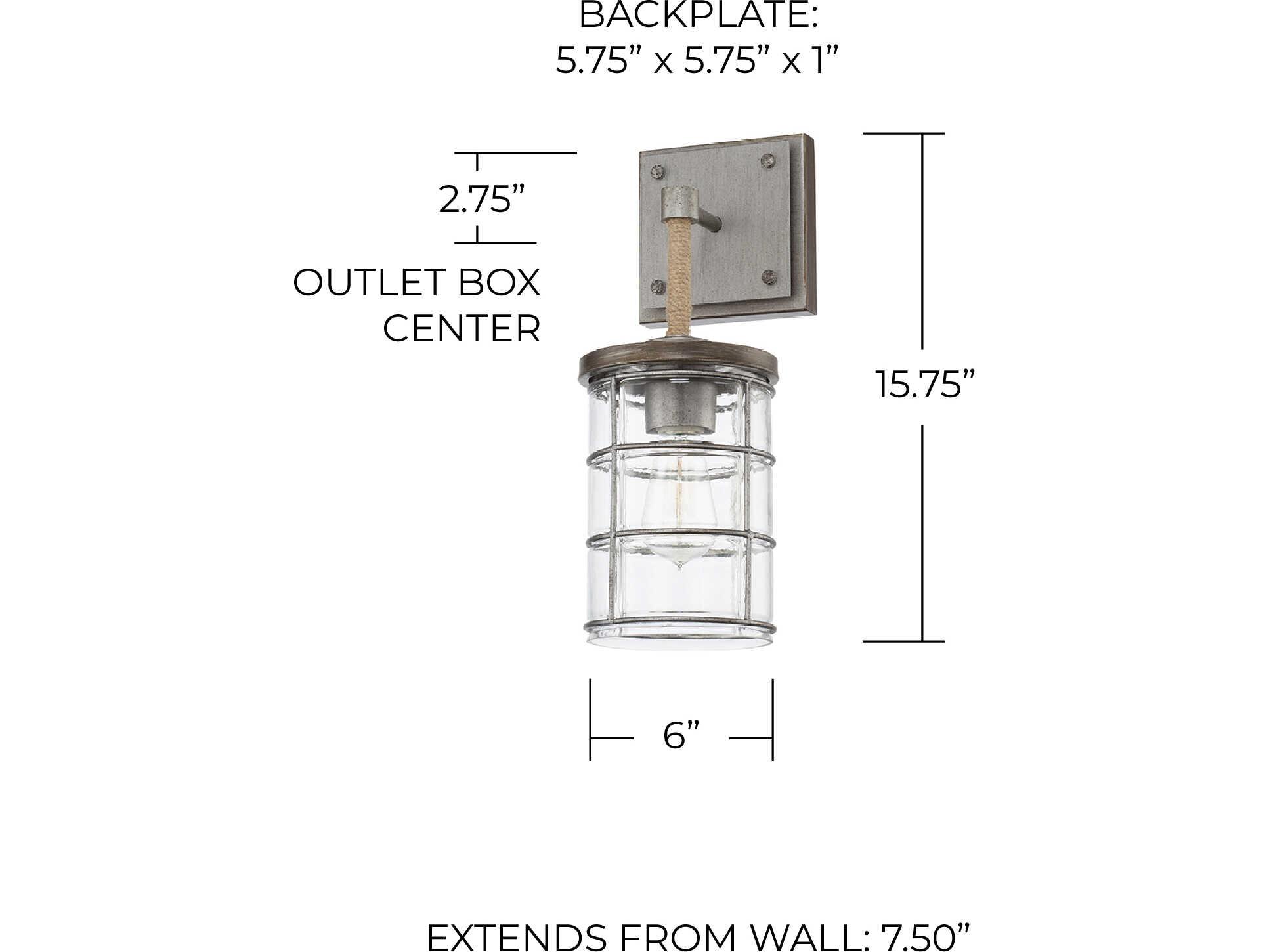 Capital Lighting Colby 1-Light Urban Grey Glass Wall Sconce