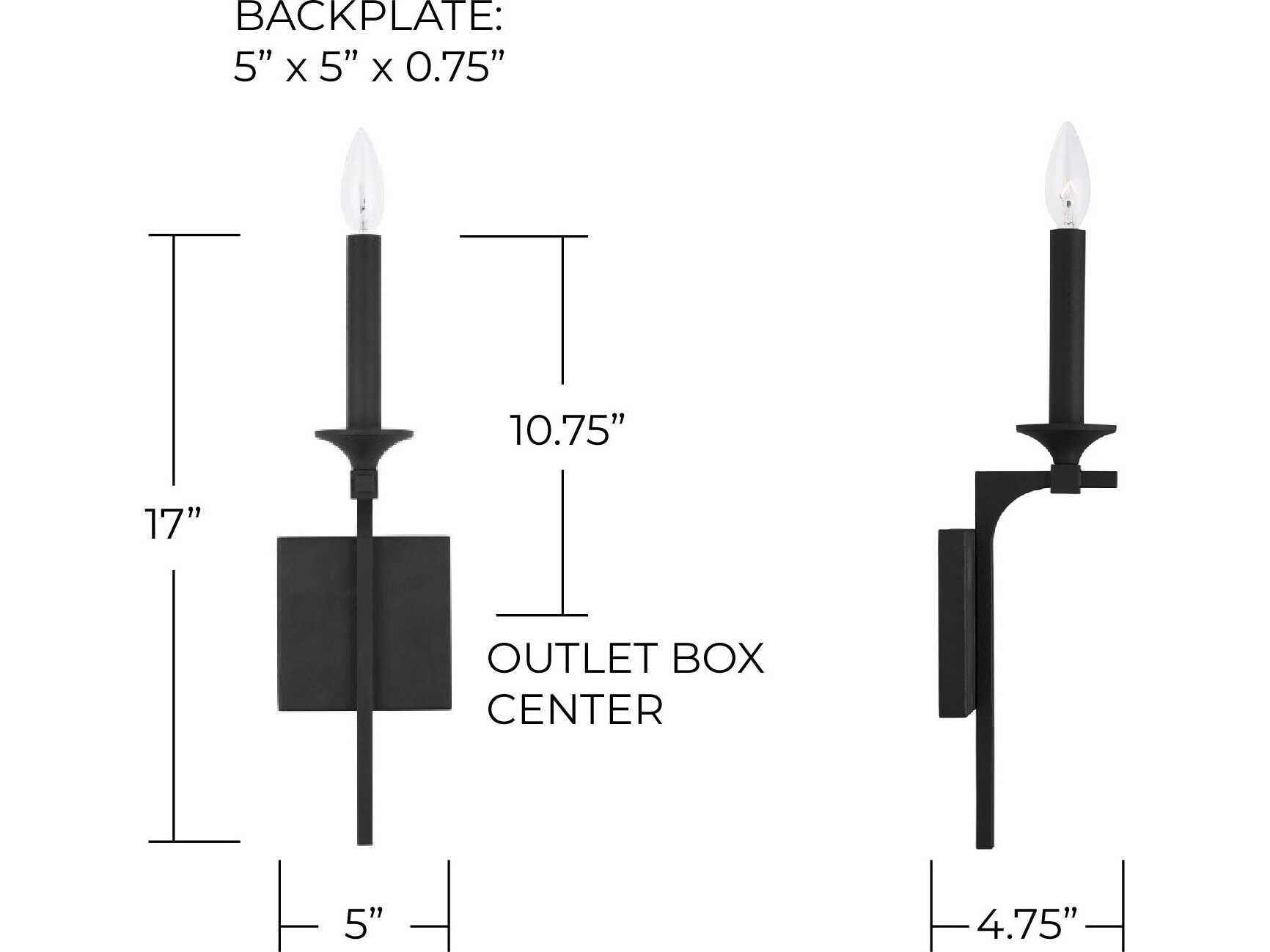 Capital Lighting Clint 1-Light Black Iron Wall Sconce
