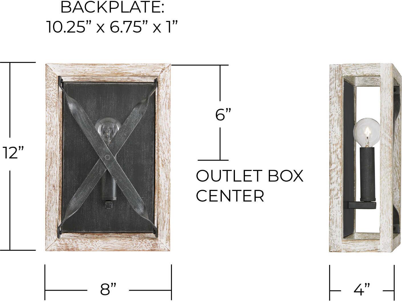 Capital Lighting Remi 1-Light Brushed White Wash And Nordic Iron Wall Sconce