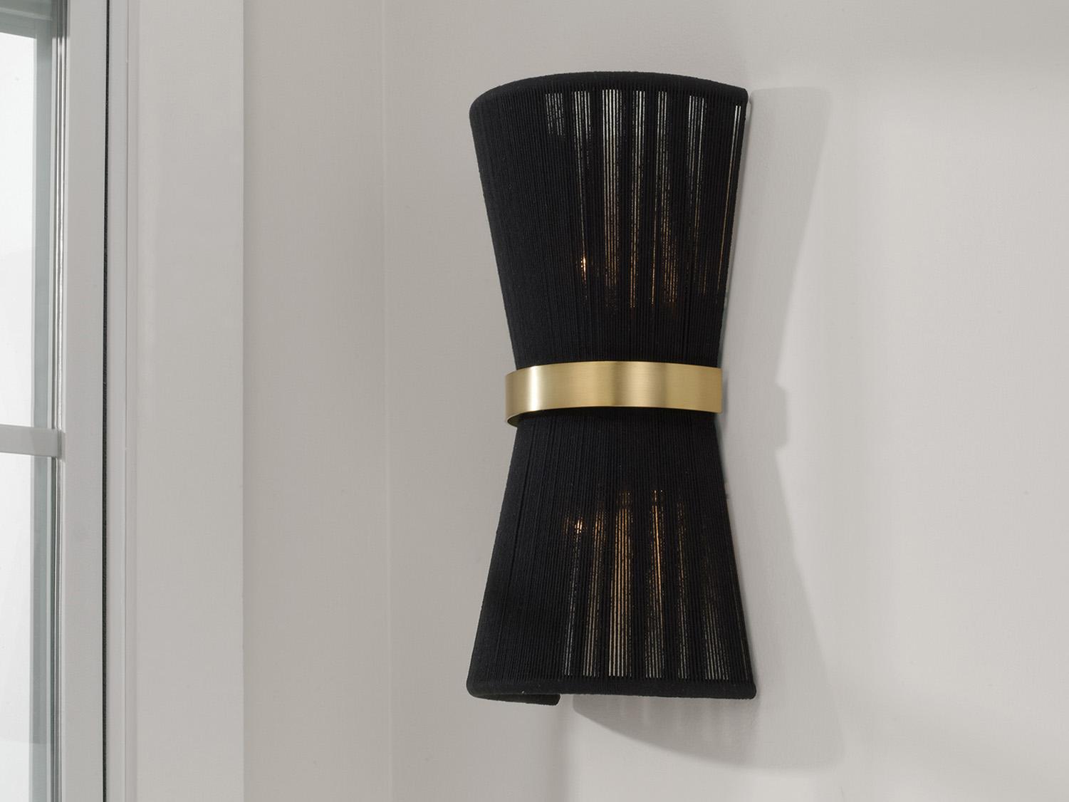 Capital Lighting Cecilia 2-Light Black Rope And Patinaed Brass Wall Sconce