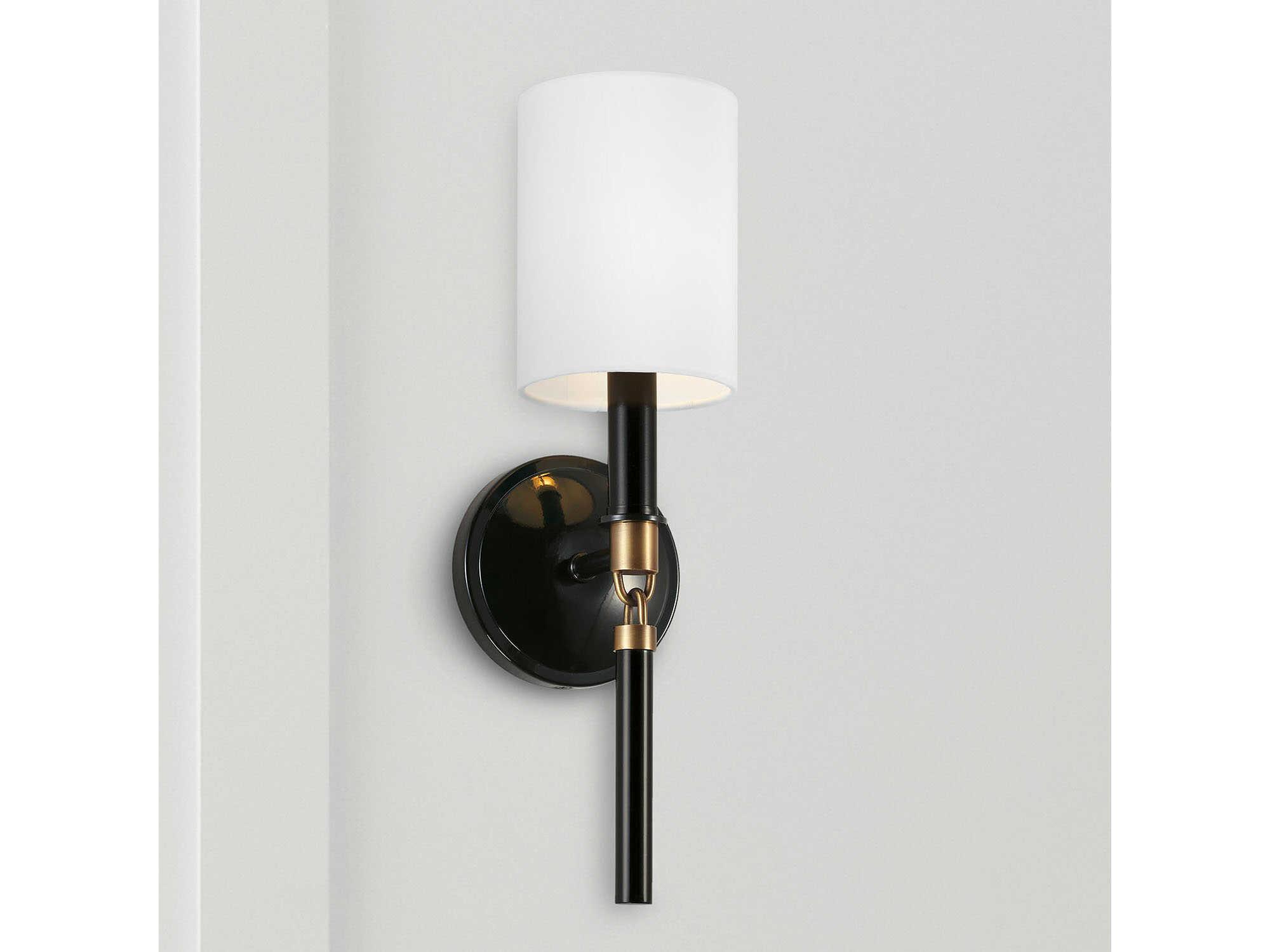 Capital Lighting Beckham 1-Light Glossy Black Aged Brass Wall Sconce