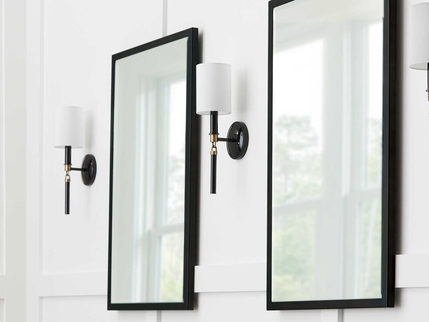 Capital Lighting Beckham 1-Light Glossy Black Aged Brass Wall Sconce