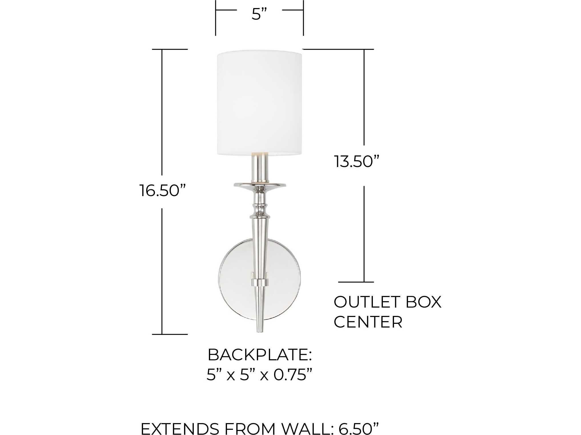Capital Lighting Abbie 1-Light Polished Nickel Wall Sconce