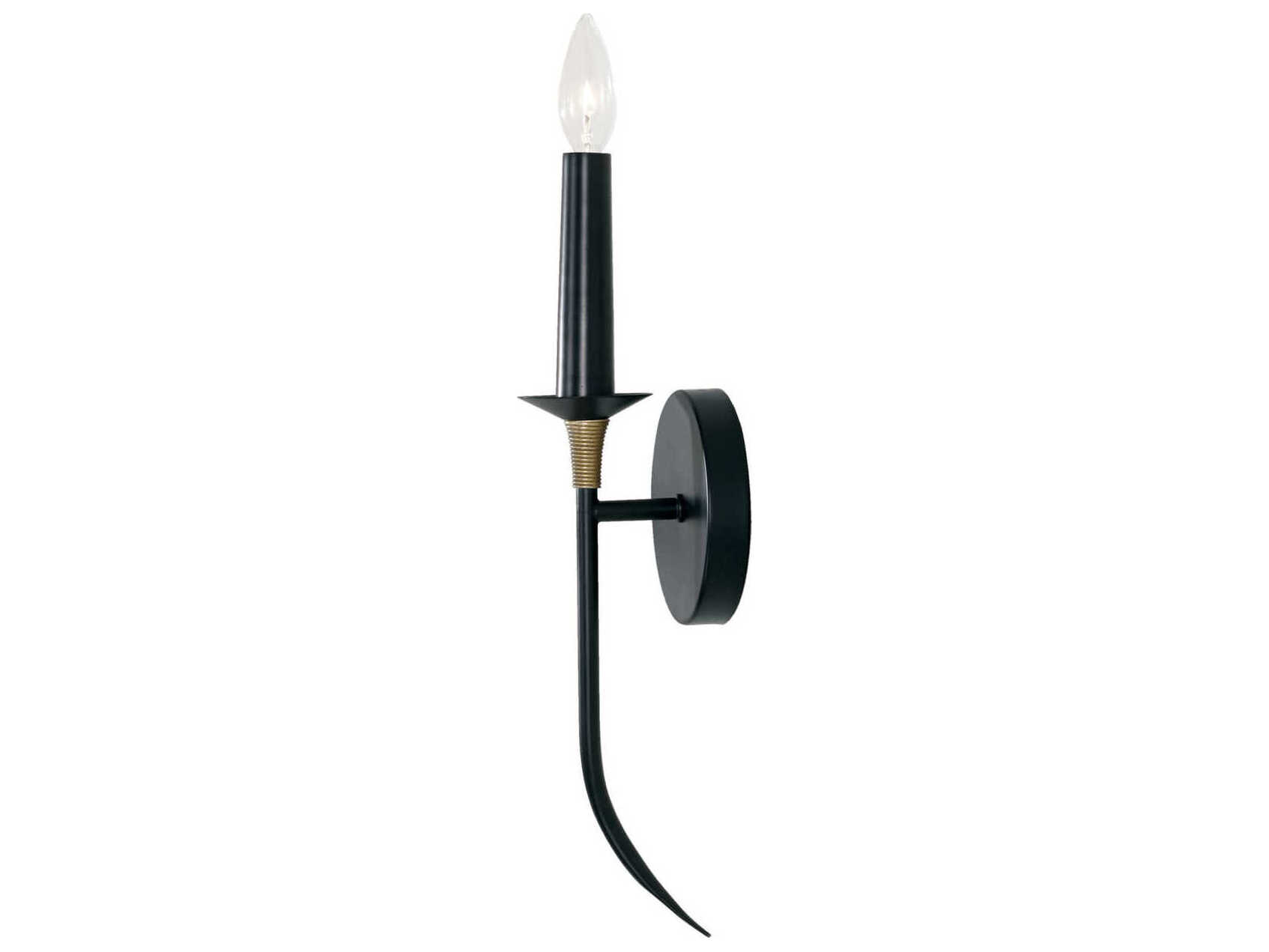 Capital Lighting Amara 1-Light Matte Black With Brass Wall Sconce