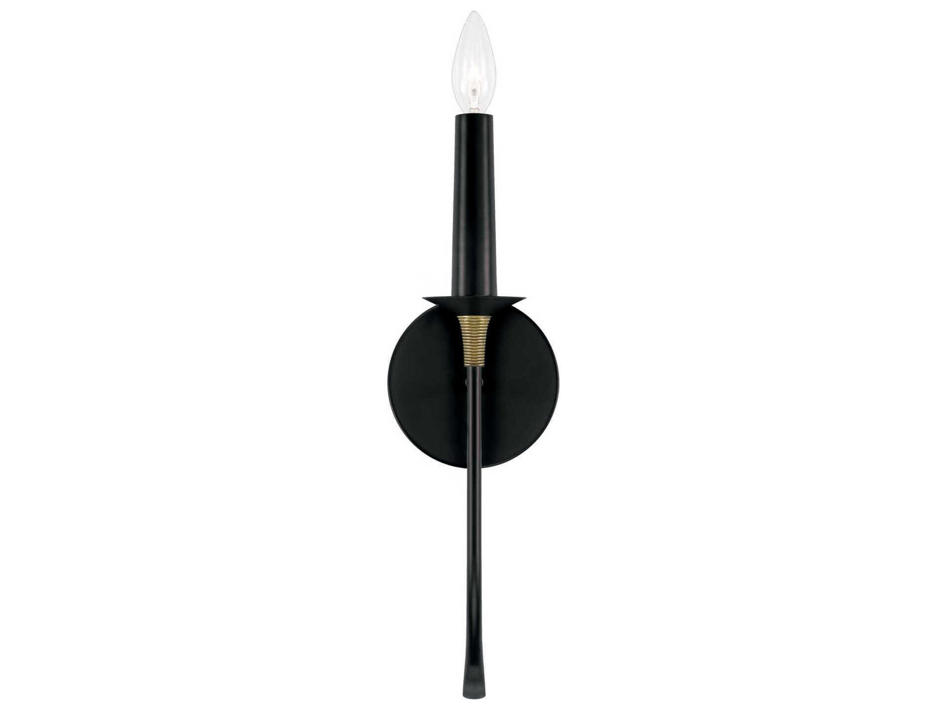 Capital Lighting Amara 1-Light Matte Black With Brass Wall Sconce