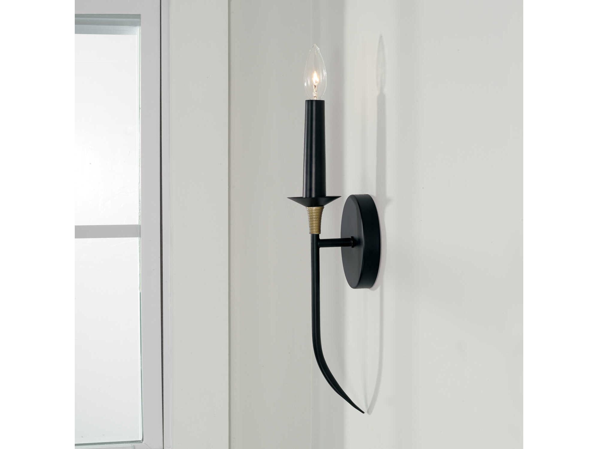 Capital Lighting Amara 1-Light Matte Black With Brass Wall Sconce