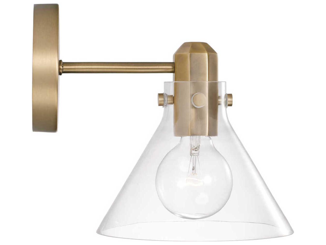 Capital Lighting Greer 1-Light Aged Brass Glass Wall Sconce