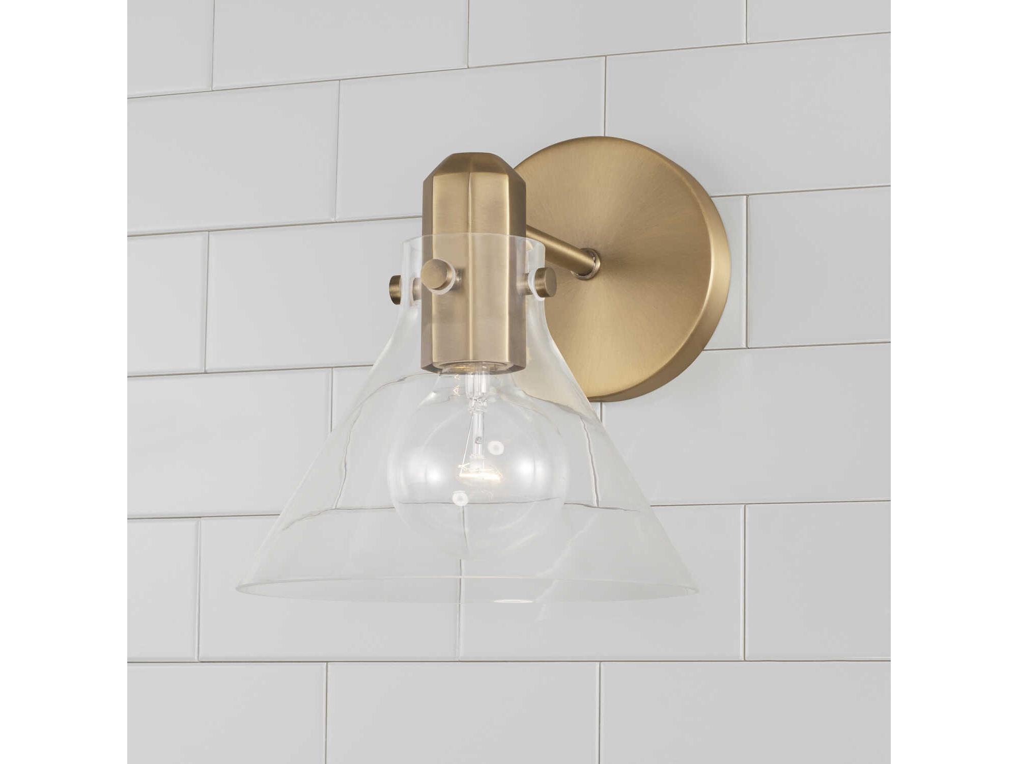 Capital Lighting Greer 1-Light Aged Brass Glass Wall Sconce