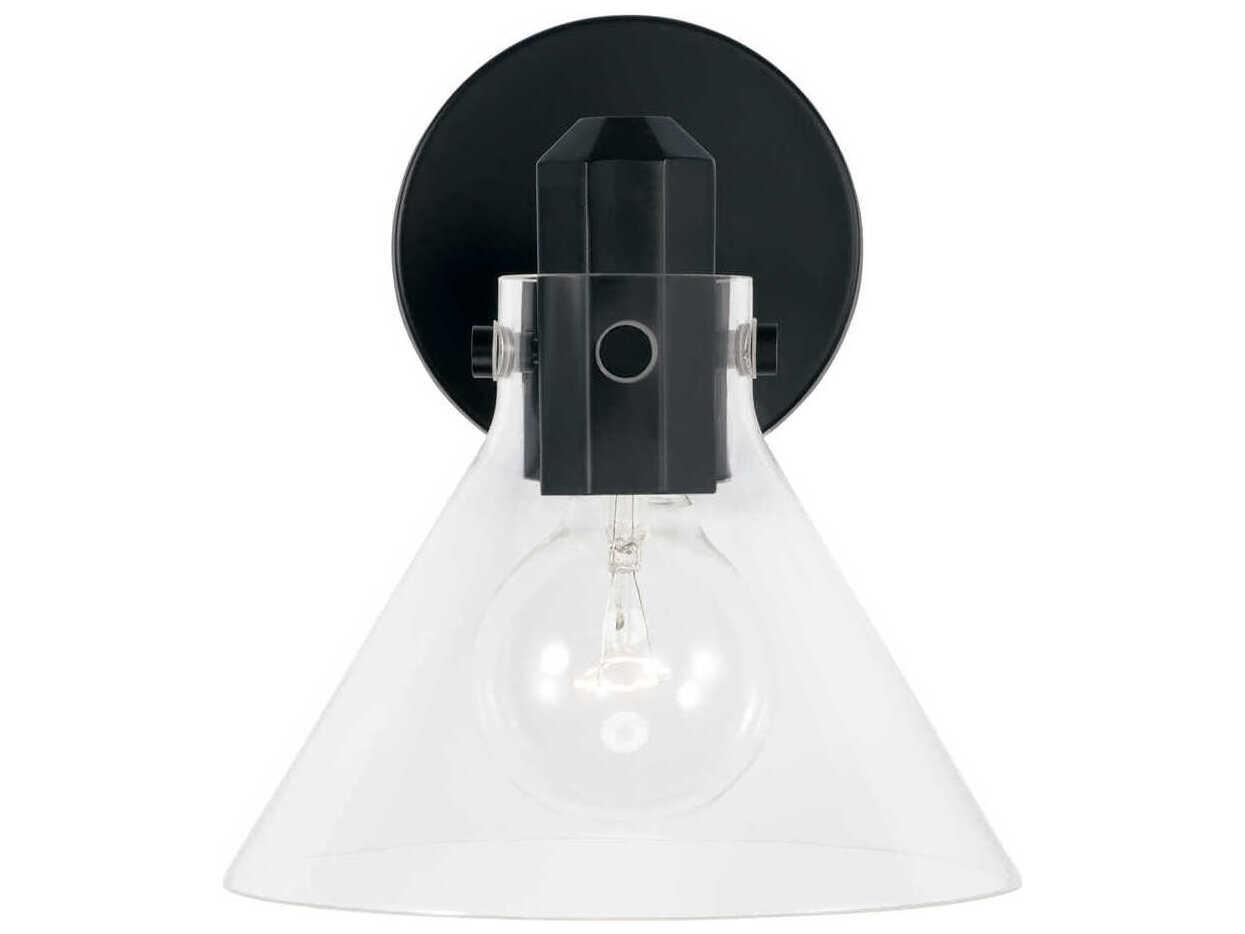 Capital Lighting Greer 1-Light Matte Black Glass Wall Sconce