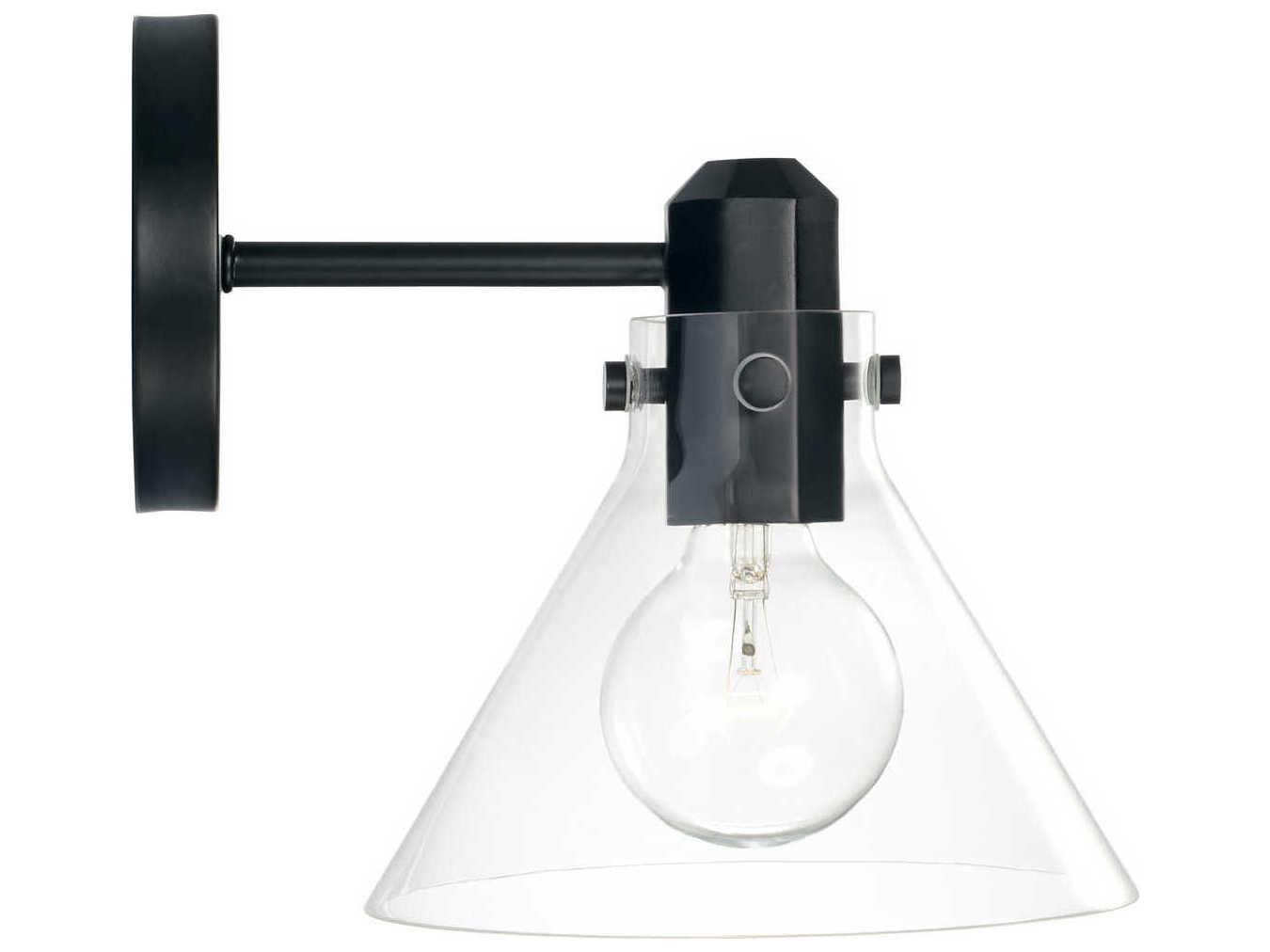 Capital Lighting Greer 1-Light Matte Black Glass Wall Sconce