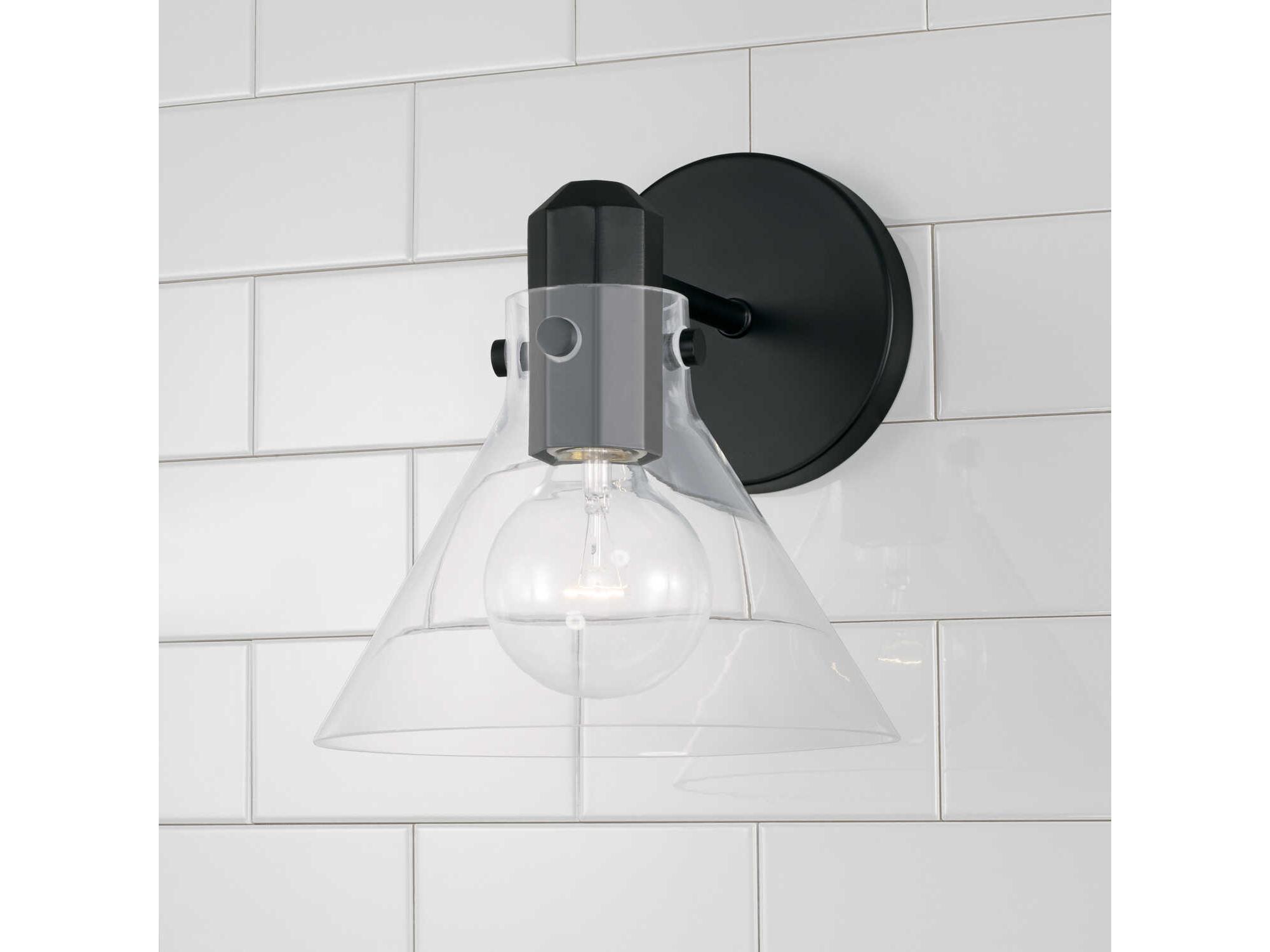 Capital Lighting Greer 1-Light Matte Black Glass Wall Sconce