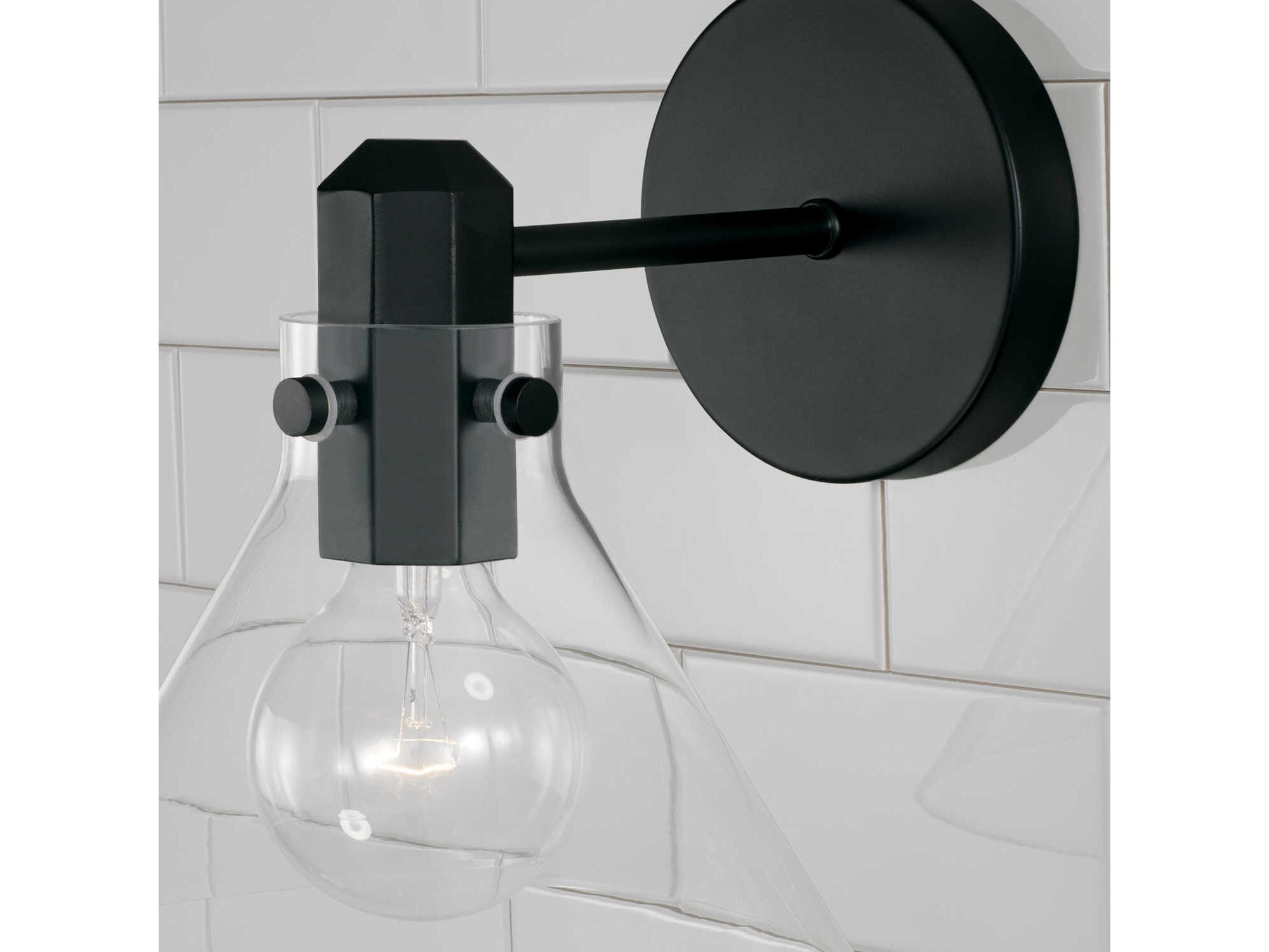 Capital Lighting Greer 1-Light Matte Black Glass Wall Sconce