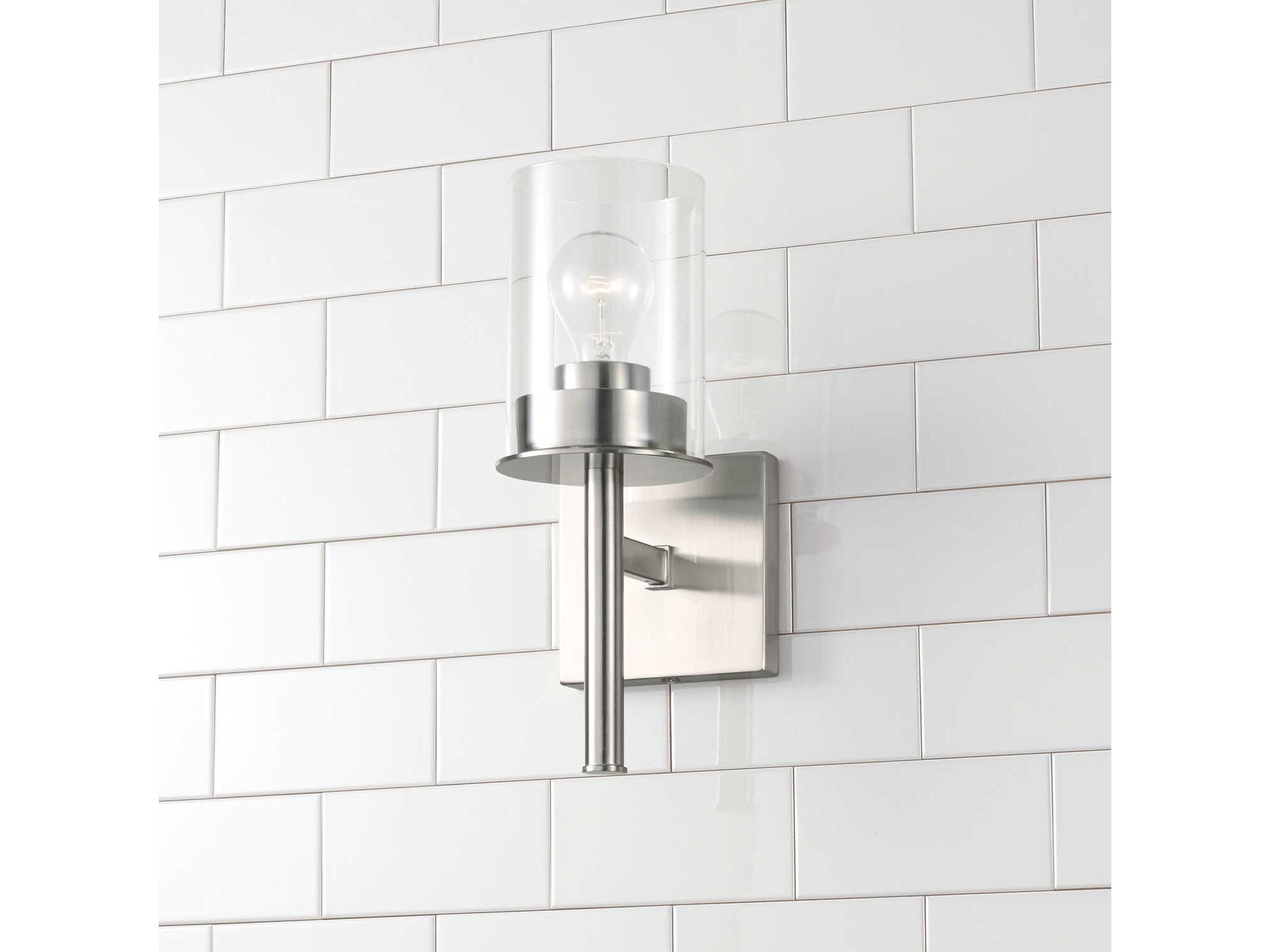 Capital Lighting Mason 1-Light Brushed Nickel Glass Wall Sconce