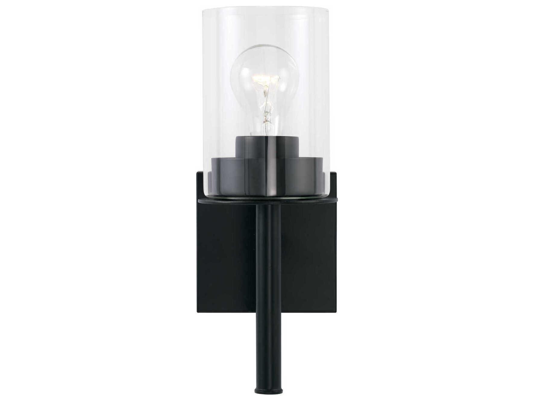 Capital Lighting Mason 1-Light Matte Black Glass Wall Sconce