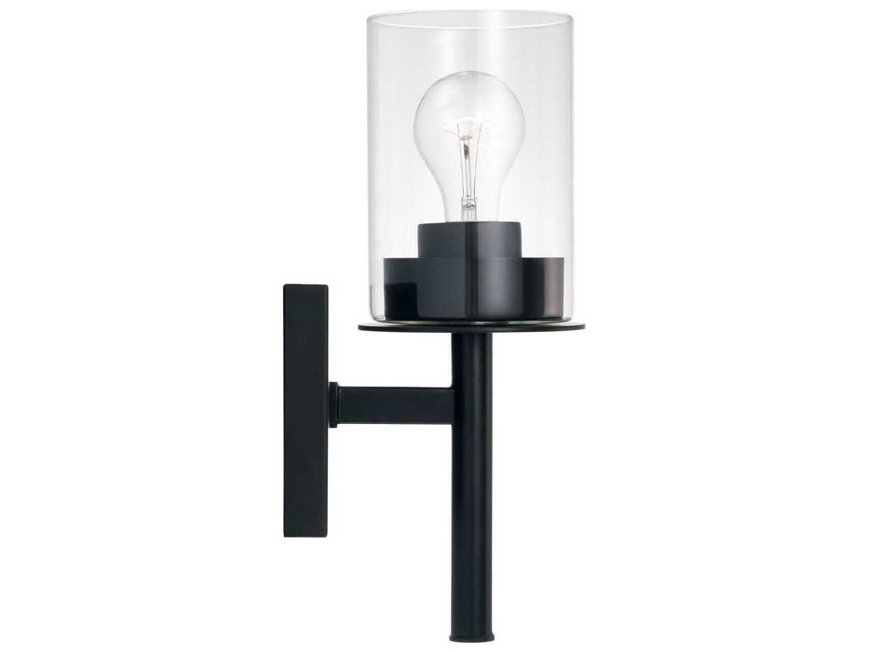 Capital Lighting Mason 1-Light Matte Black Glass Wall Sconce