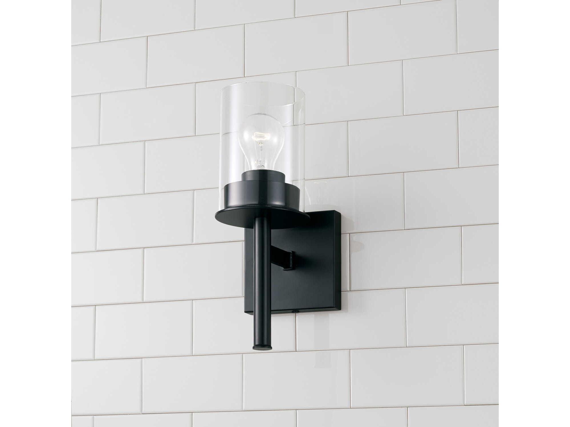 Capital Lighting Mason 1-Light Matte Black Glass Wall Sconce