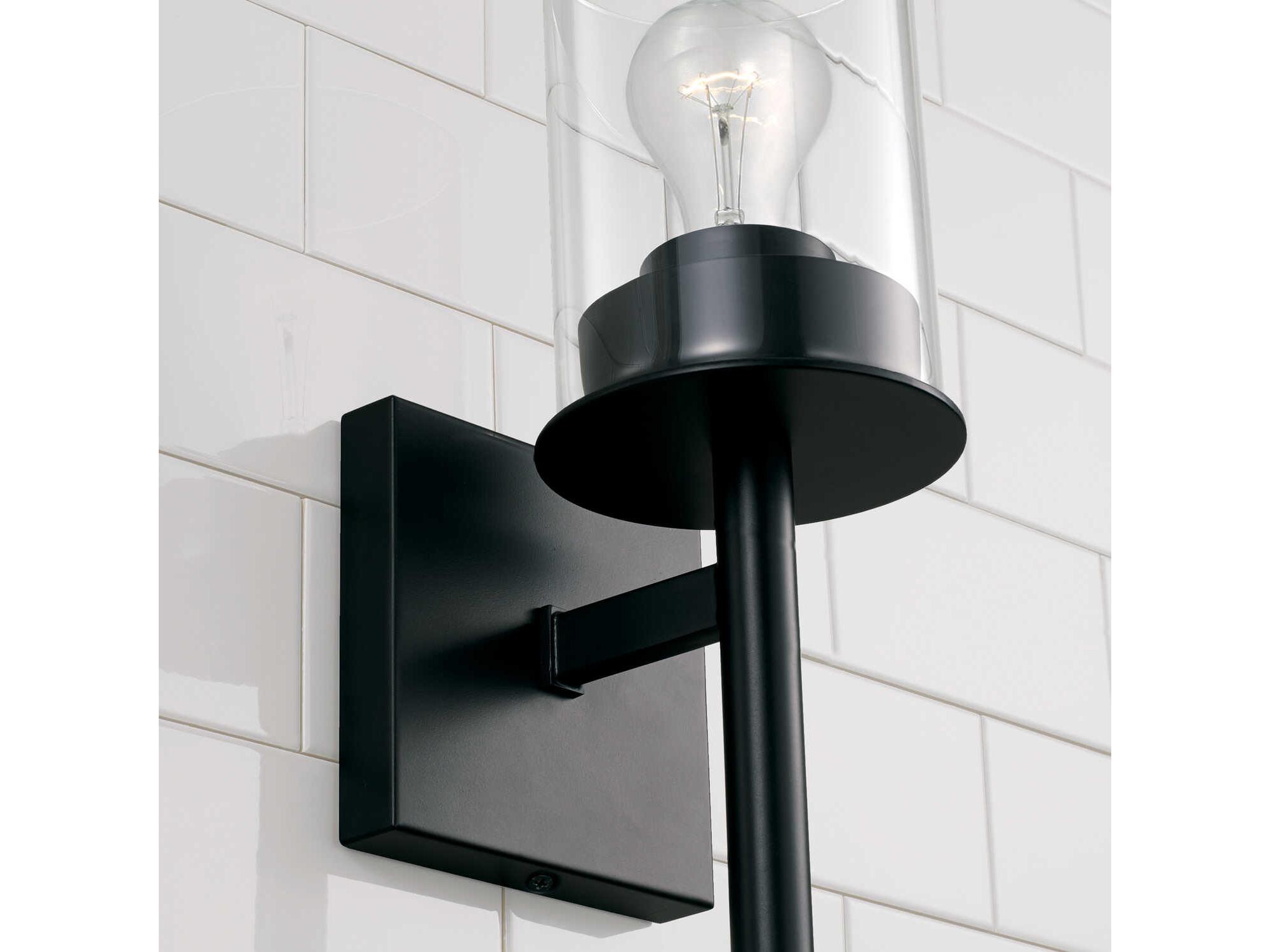 Capital Lighting Mason 1-Light Matte Black Glass Wall Sconce