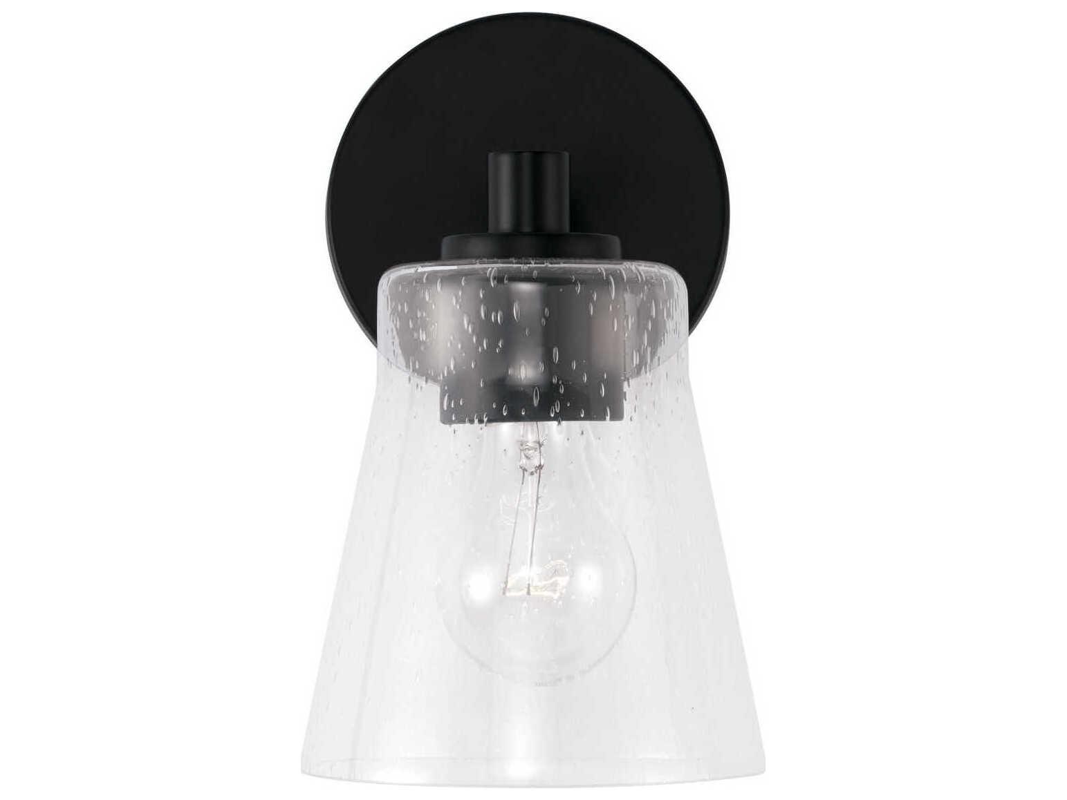 Capital Lighting Baker 1-Light Matte Black Glass Wall Sconce