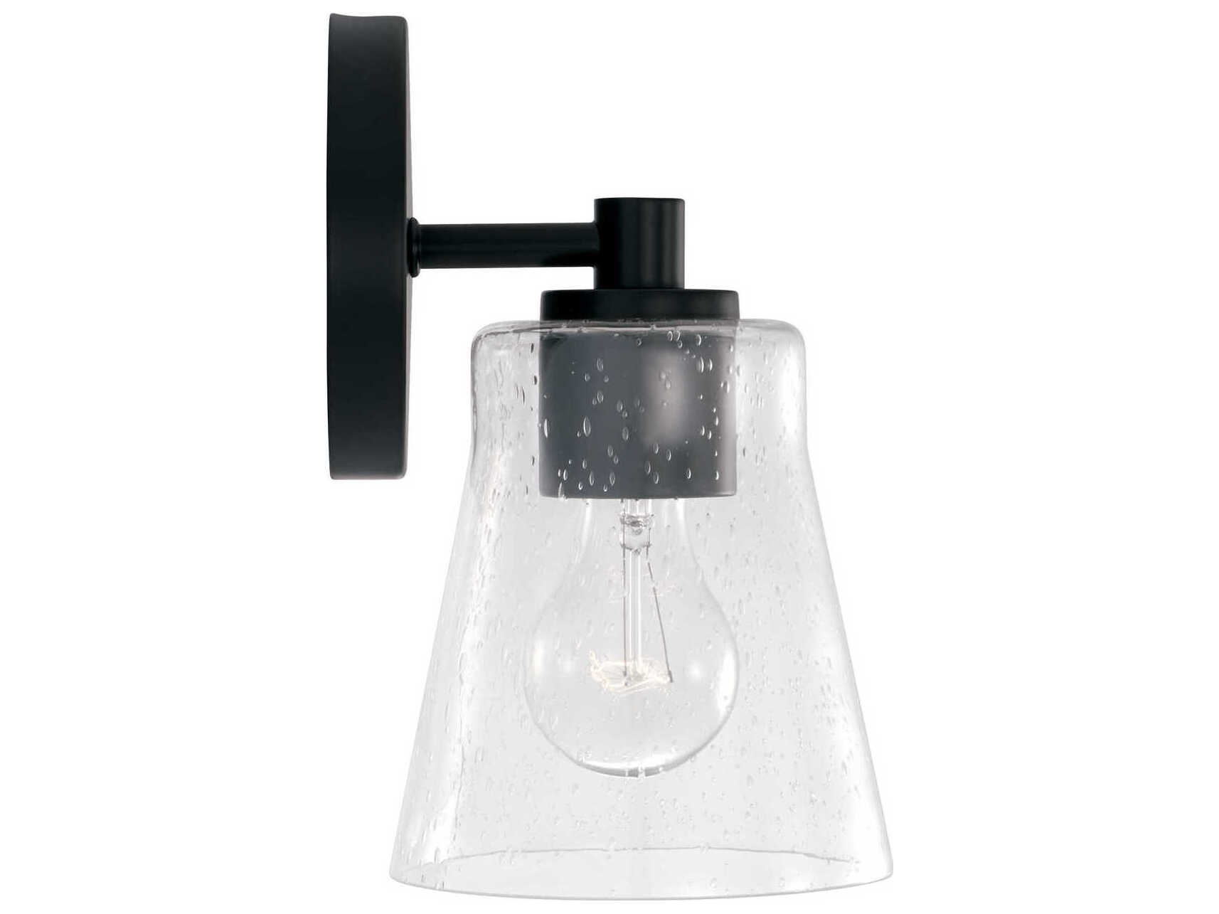 Capital Lighting Baker 1-Light Matte Black Glass Wall Sconce