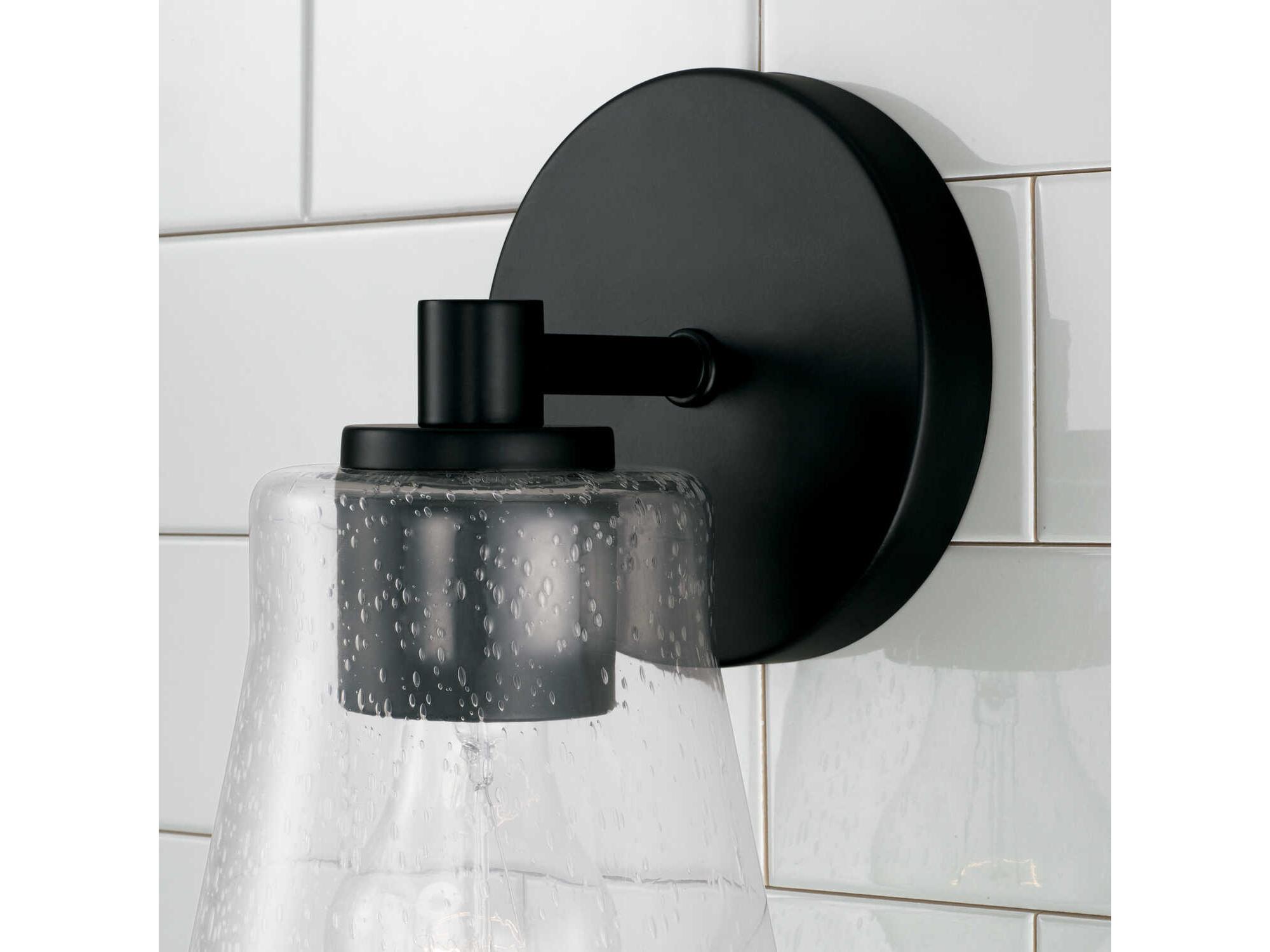 Capital Lighting Baker 1-Light Matte Black Glass Wall Sconce
