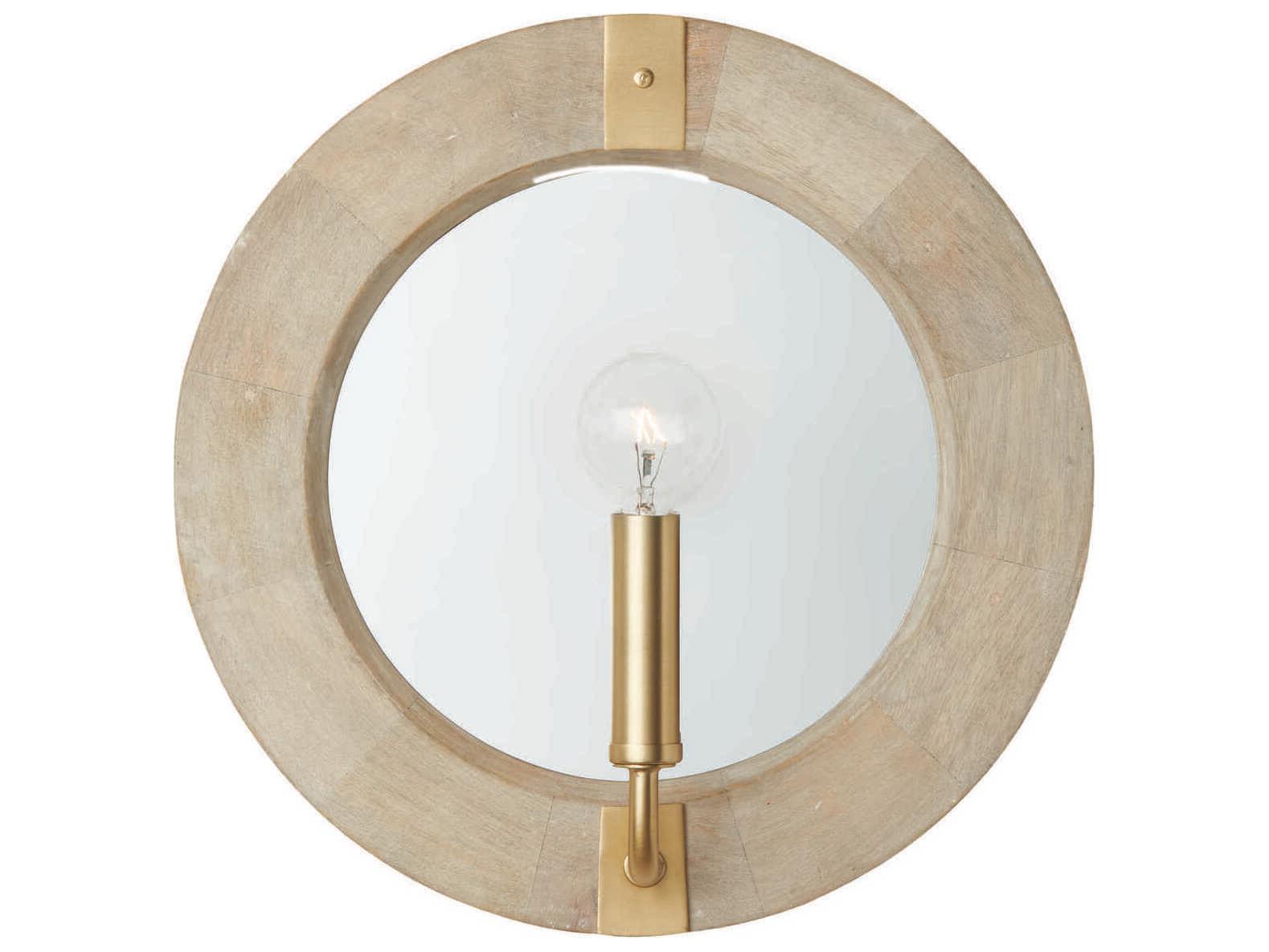 Capital Lighting Finn 1-Light White Wash Matte Brass Wood Wall Sconce