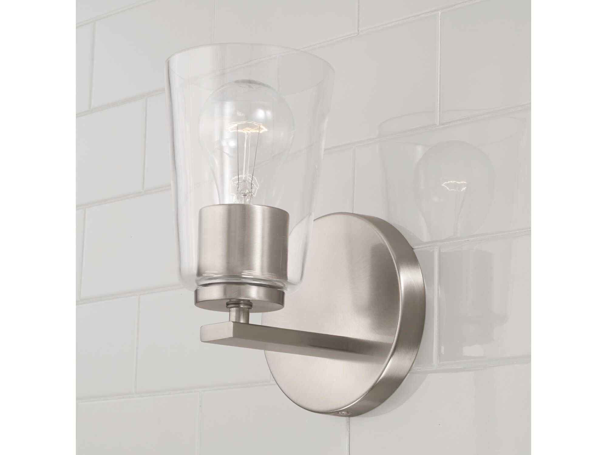Capital Lighting Portman 1-Light Brushed Nickel Glass Wall Sconce