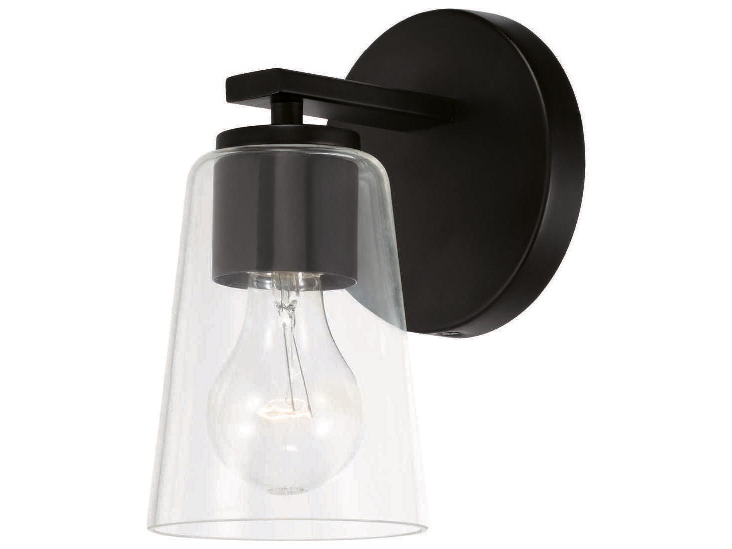 Capital Lighting Portman 1-Light Matte Black Glass Wall Sconce