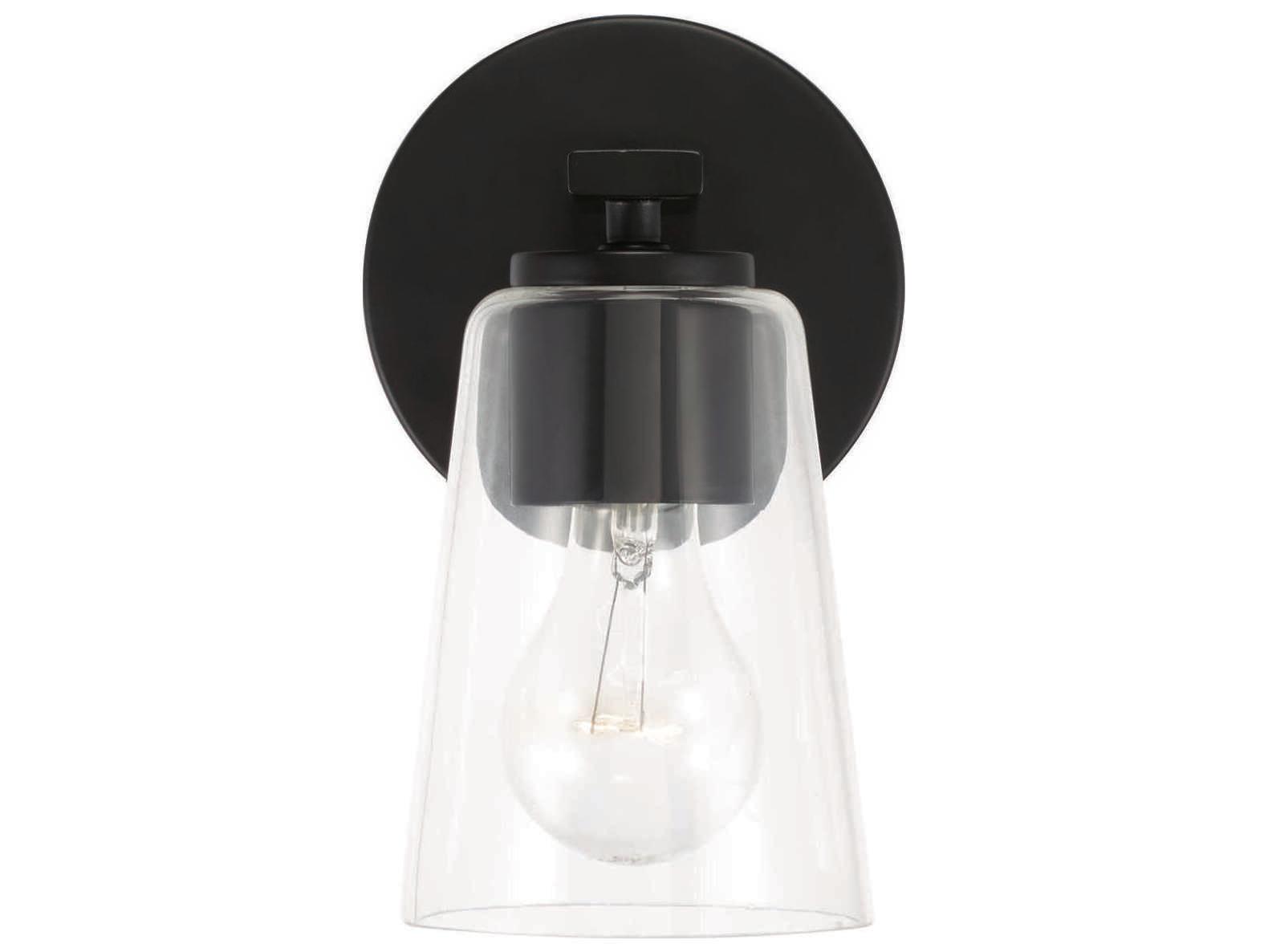 Capital Lighting Portman 1-Light Matte Black Glass Wall Sconce
