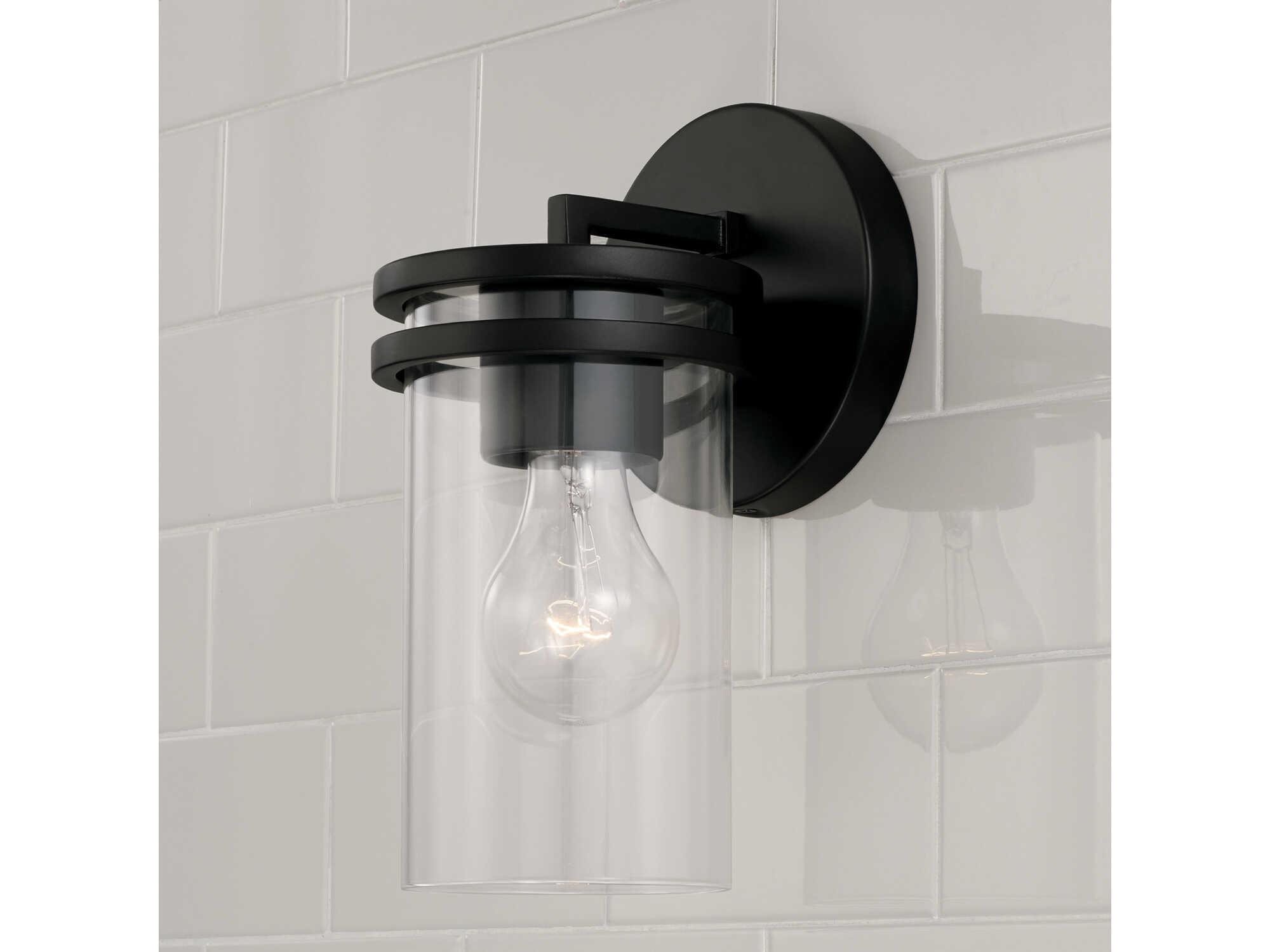 Capital Lighting Fuller 1-Light Matte Black Glass Wall Sconce