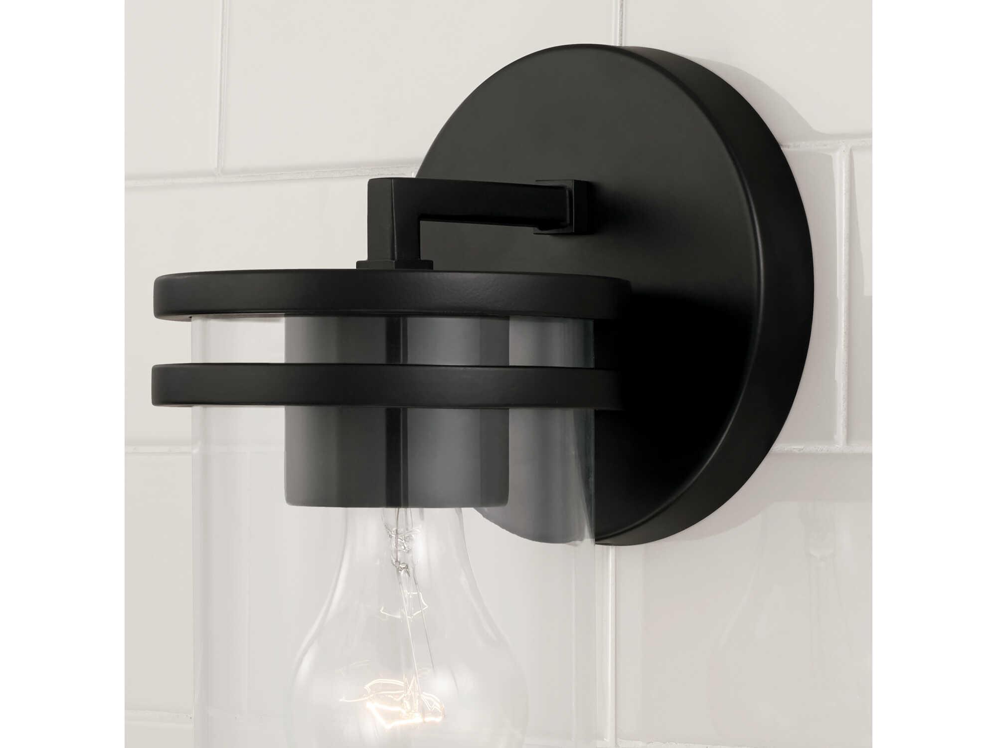 Capital Lighting Fuller 1-Light Matte Black Glass Wall Sconce