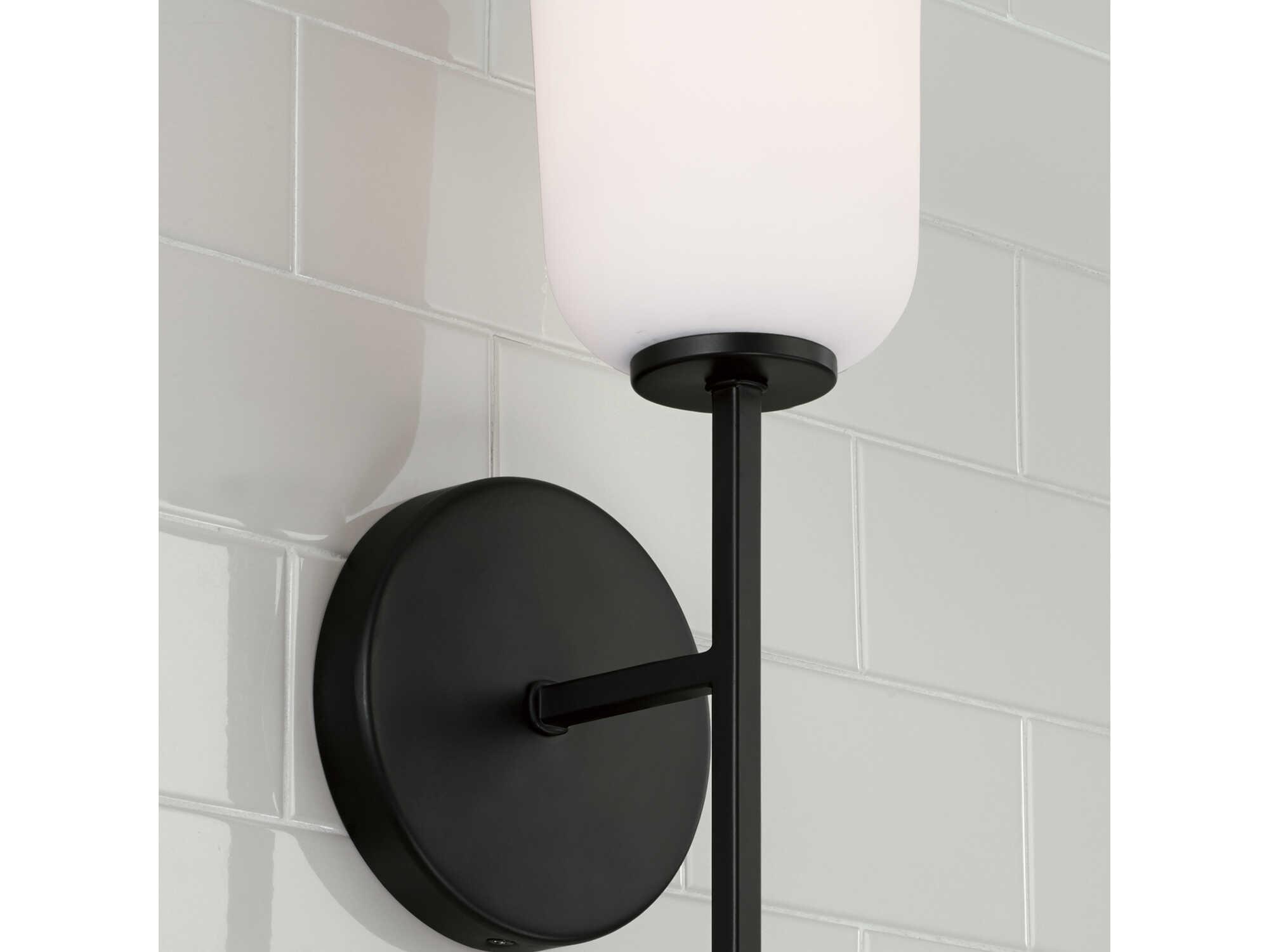 Capital Lighting Lawson 1-Light Matte Black Glass Wall Sconce