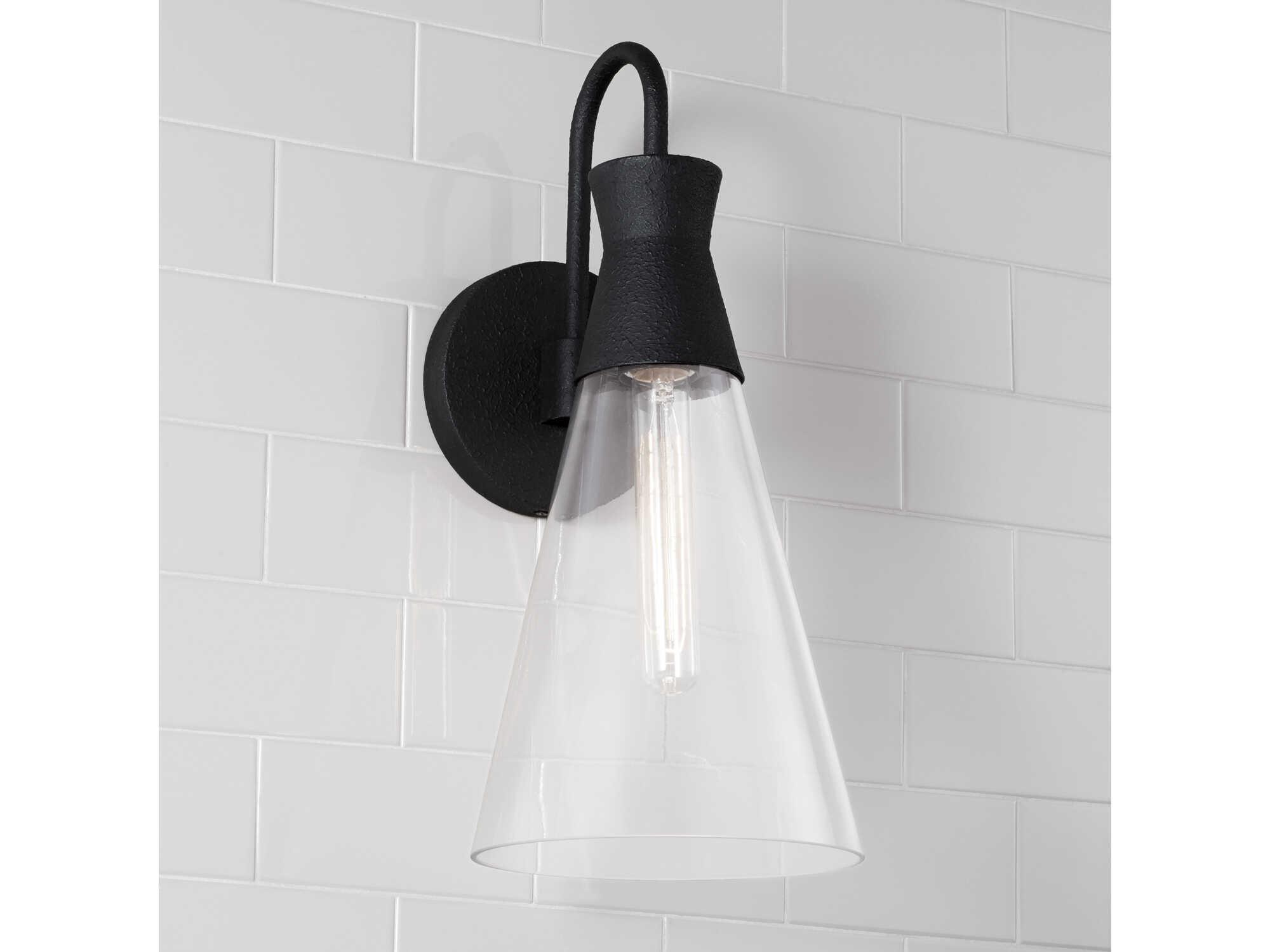 Capital Lighting Paloma 1-Light Textured Black Glass Wall Sconce