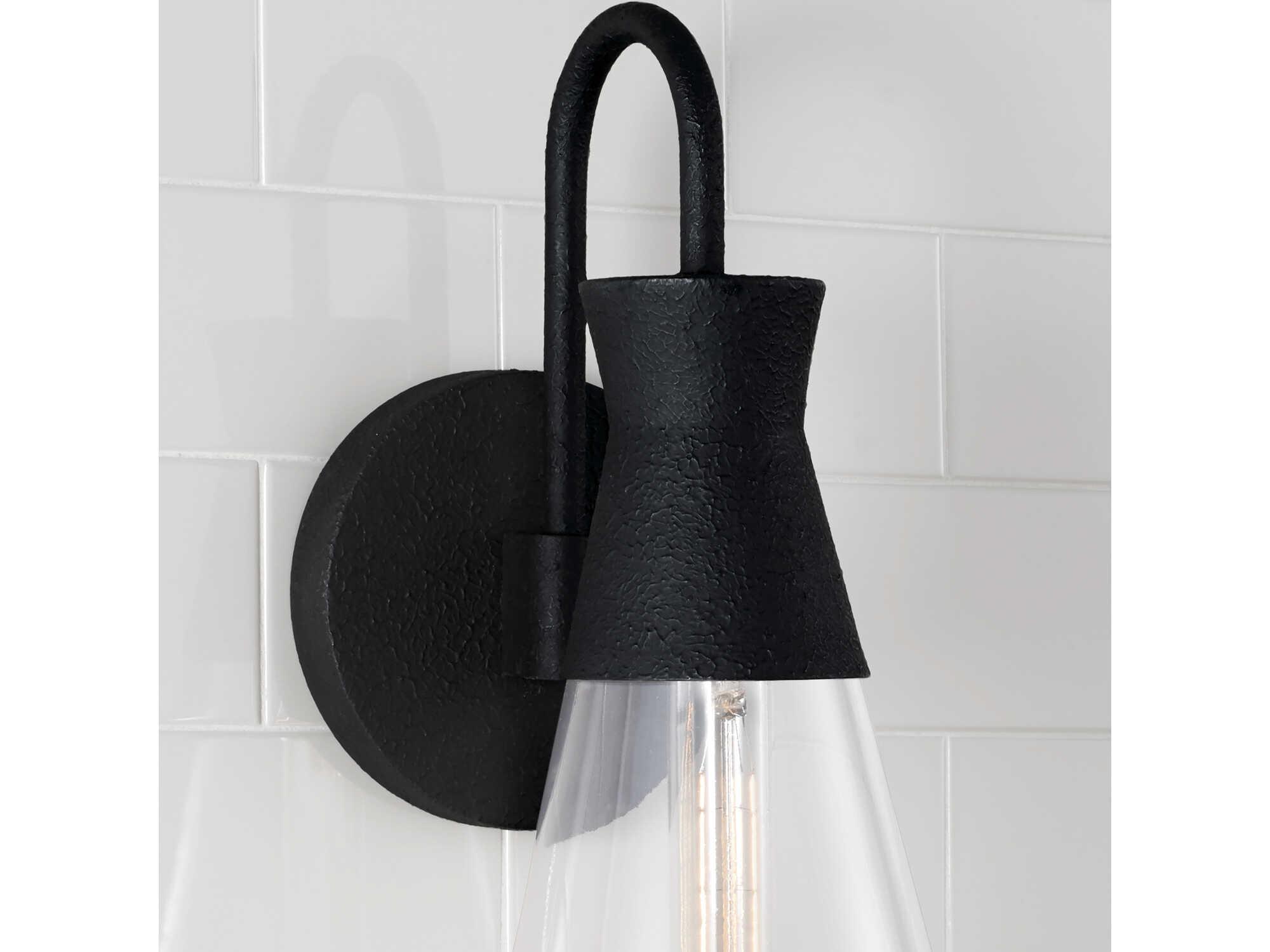 Capital Lighting Paloma 1-Light Textured Black Glass Wall Sconce