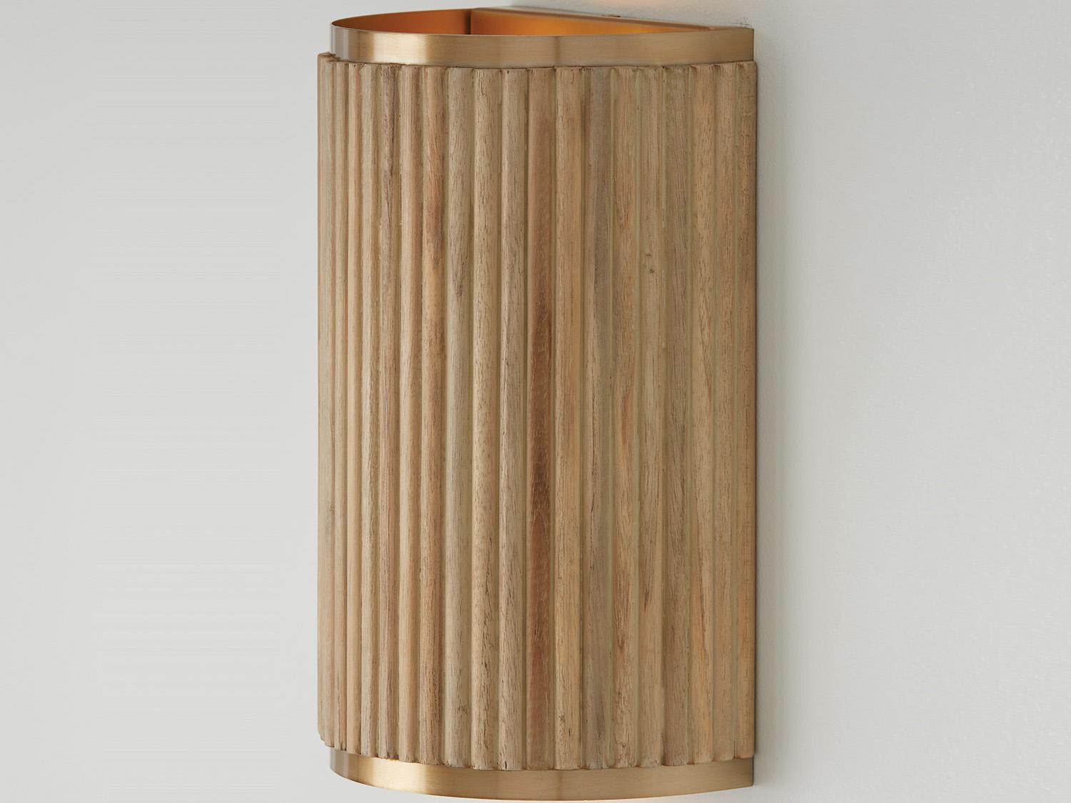 Capital Lighting Donovan 2-Light White Wash And Matte Brass Wood Wall Sconce