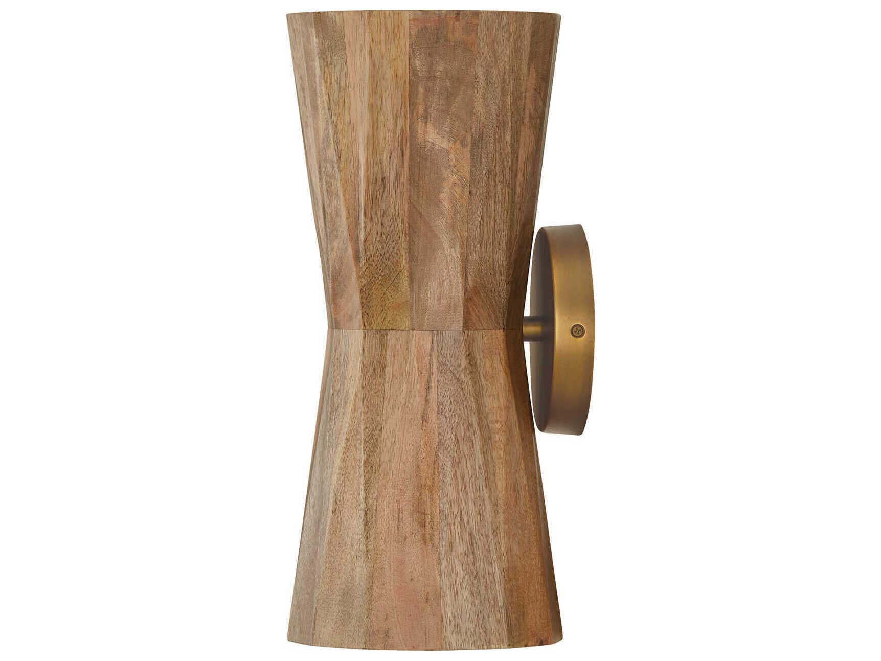 Capital Lighting Nadeau 2-Light Light Wood And Patinaed Brass Wall Sconce