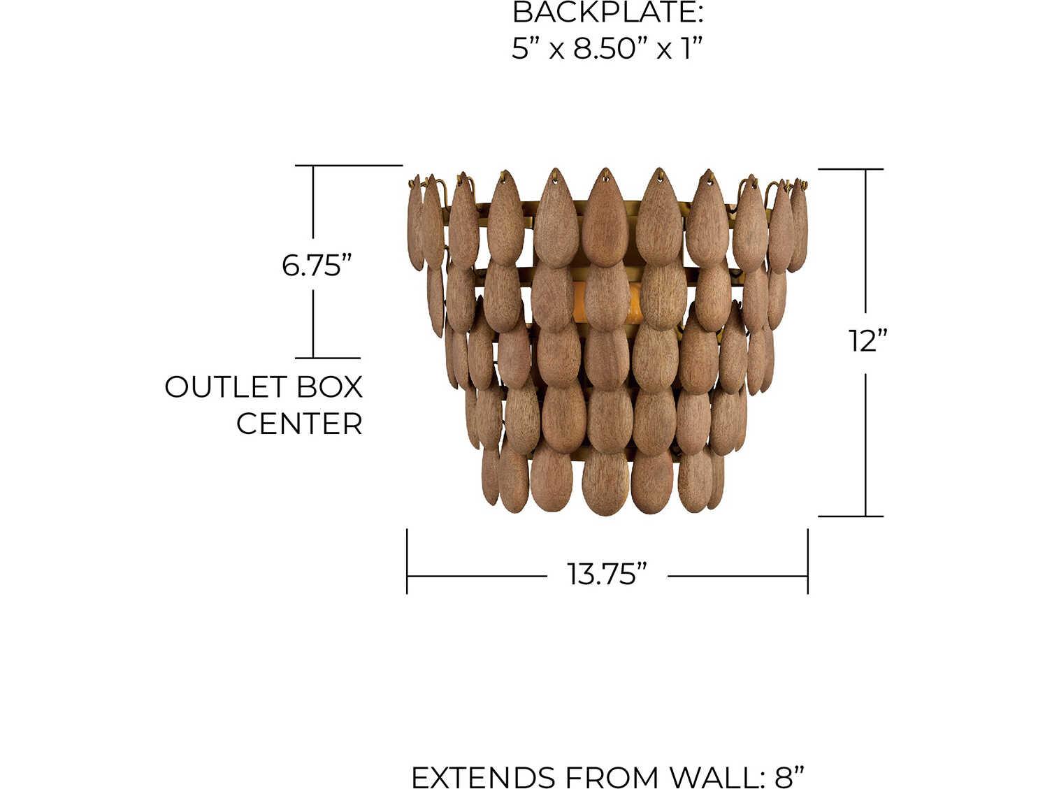 Capital Lighting Ravi 1-Light Light Wood Patinaed Brass Wall Sconce