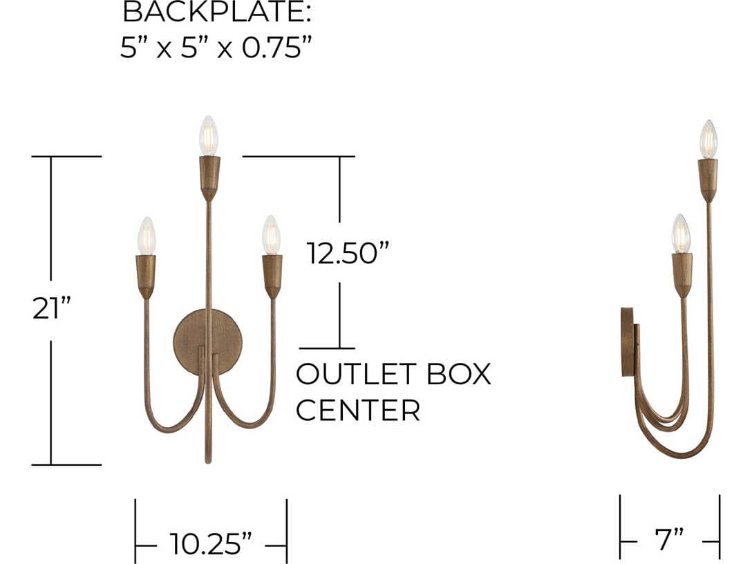 Capital Lighting Marley 3-Light Mystic Bronze Wall Sconce