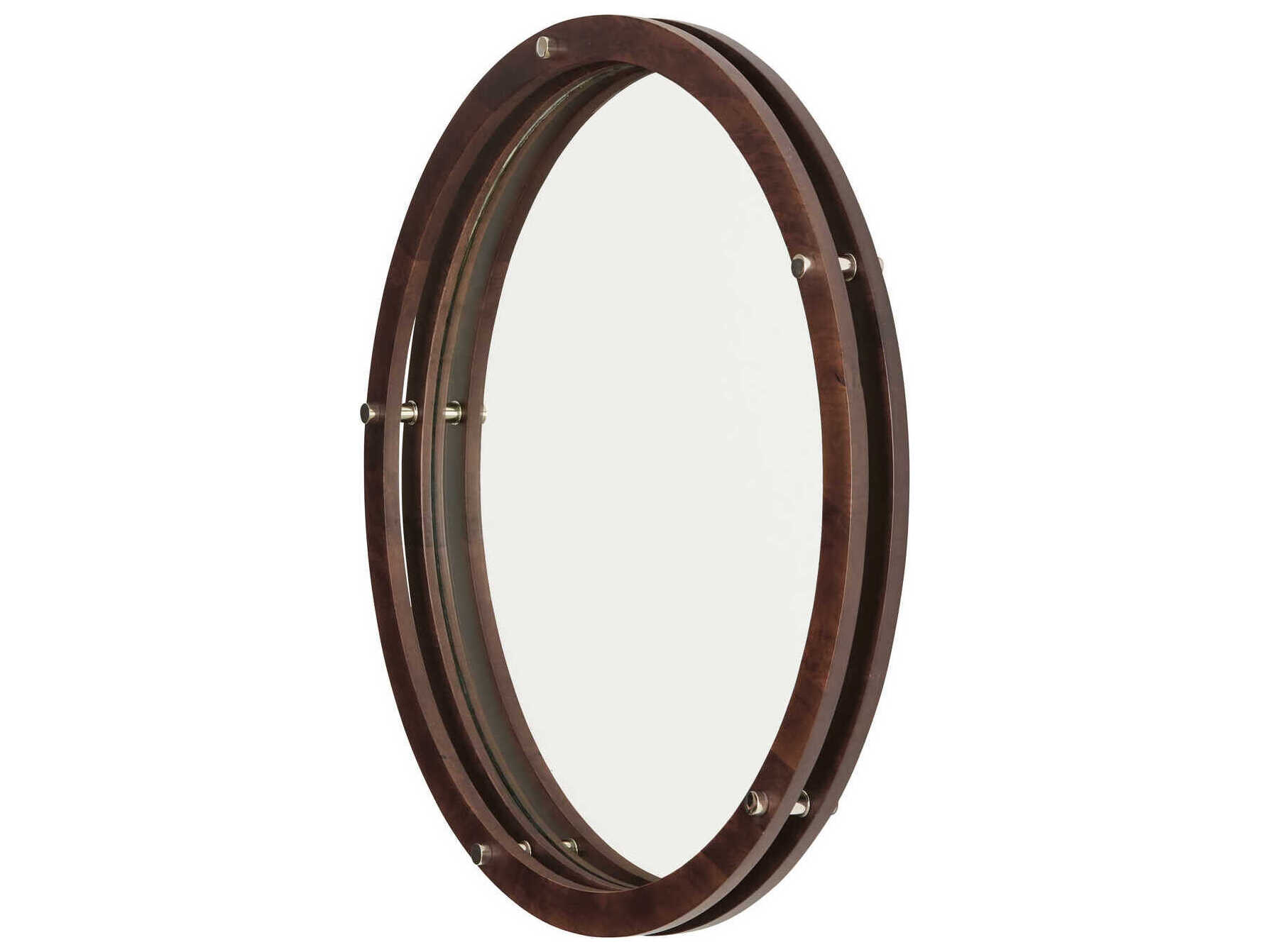 Capital Lighting Dark Wood / Polished Nickel Round Wall Mirror