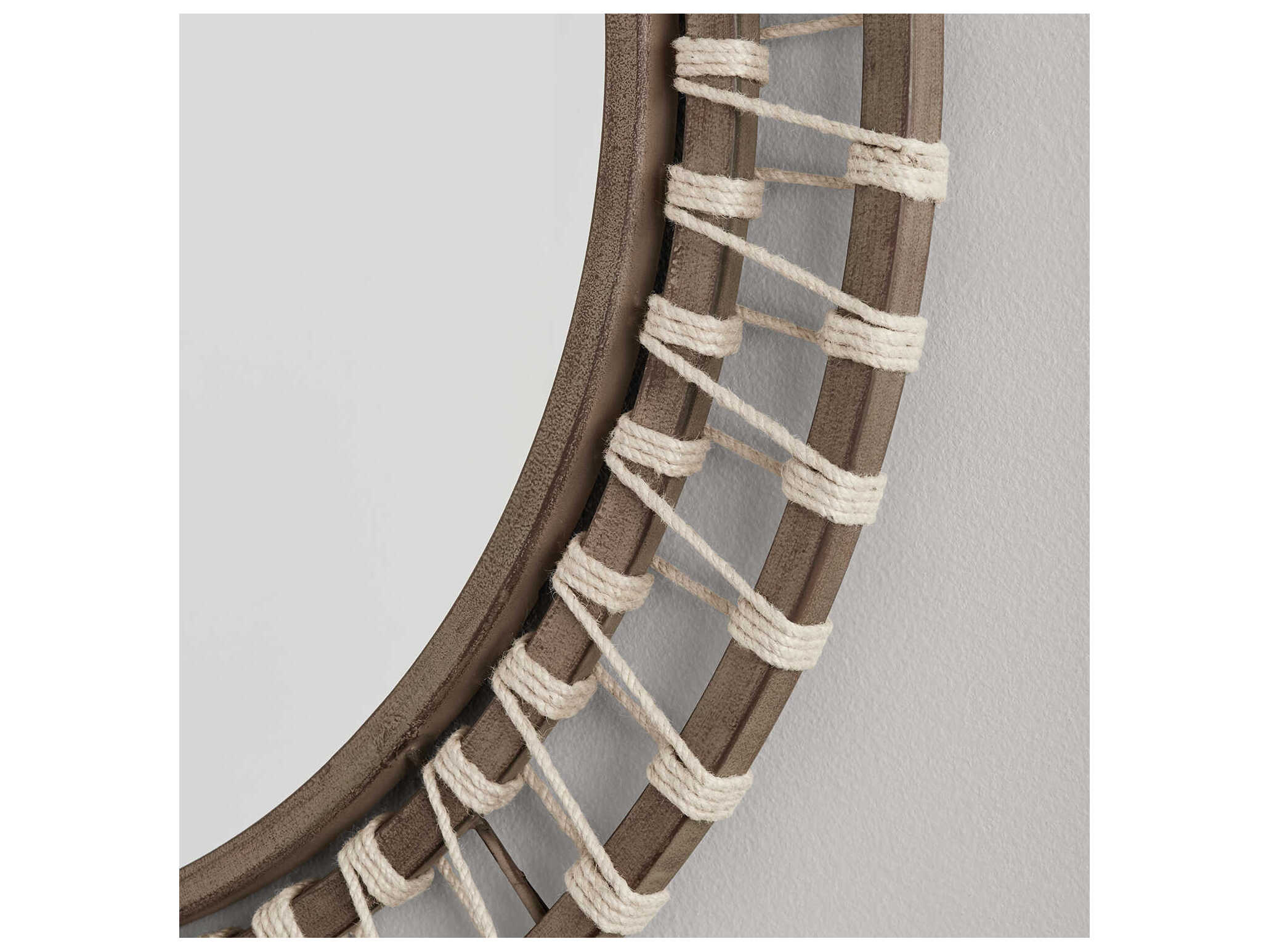 Capital Lighting Brown Wash and Natural Jute Round Wall Mirror