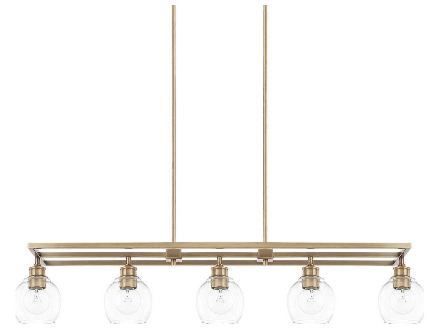 Capital Lighting Mid Century 5-Light Aged Brass Glass Island Pendant