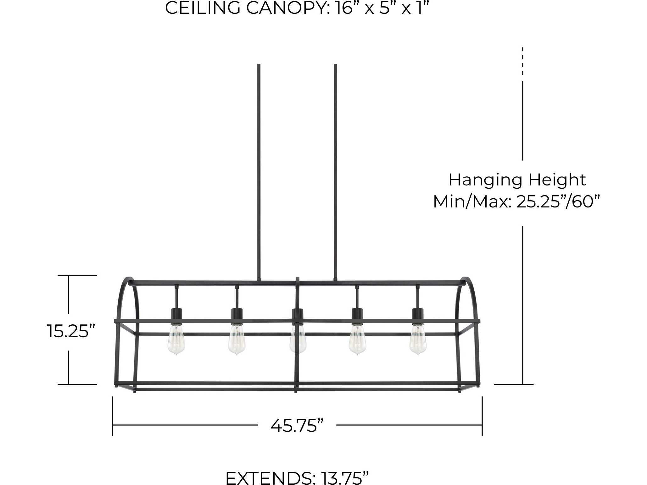 Capital Lighting Aubrey 5-Light Matte Black Island Pendant