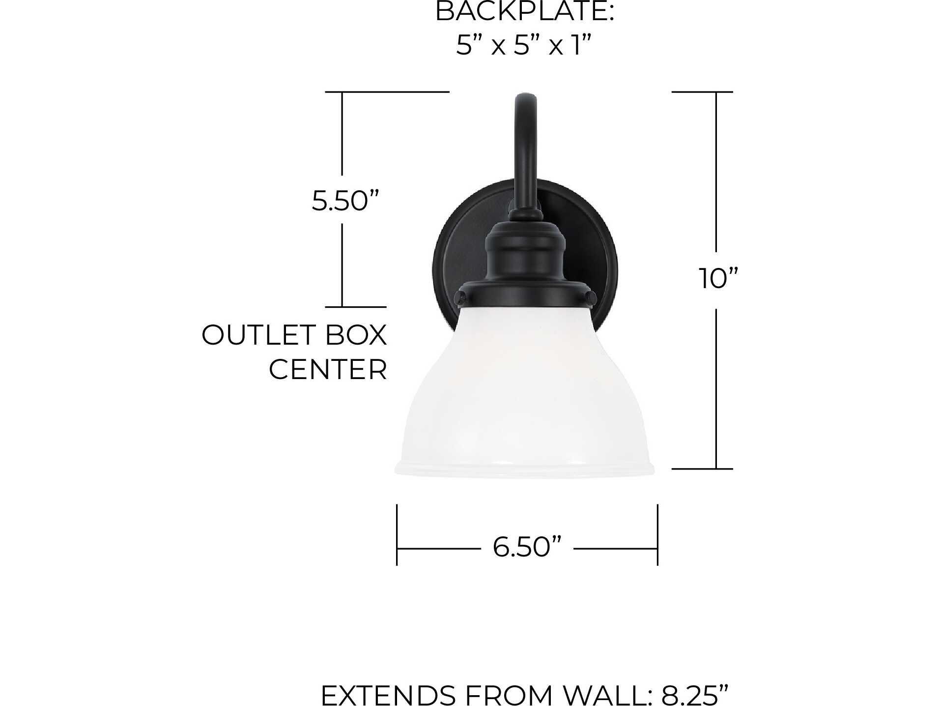Capital Lighting Baxter 1-Light Matte Black Glass Wall Sconce