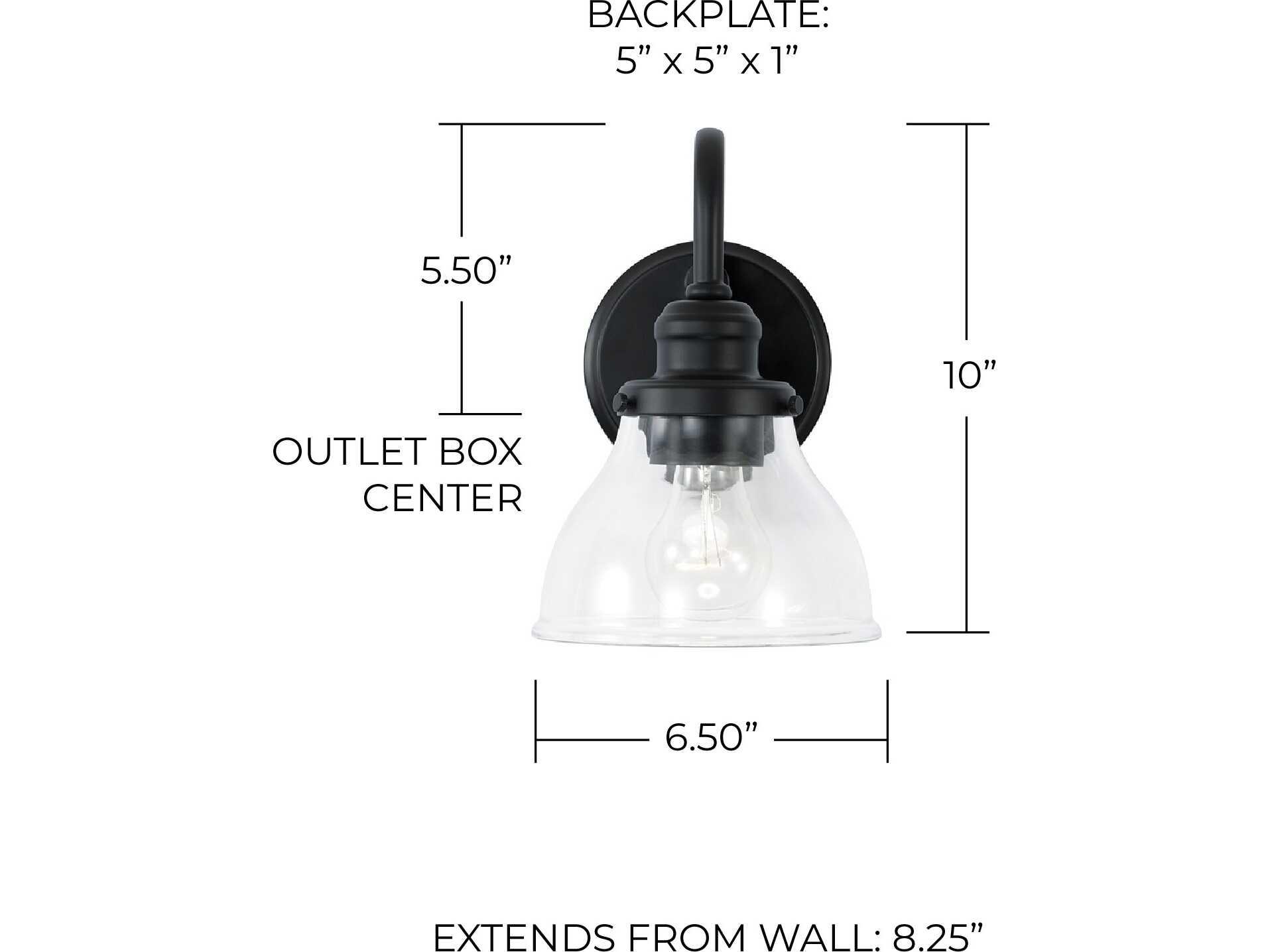 Capital Lighting Baxter 1-Light Matte Black Glass Wall Sconce