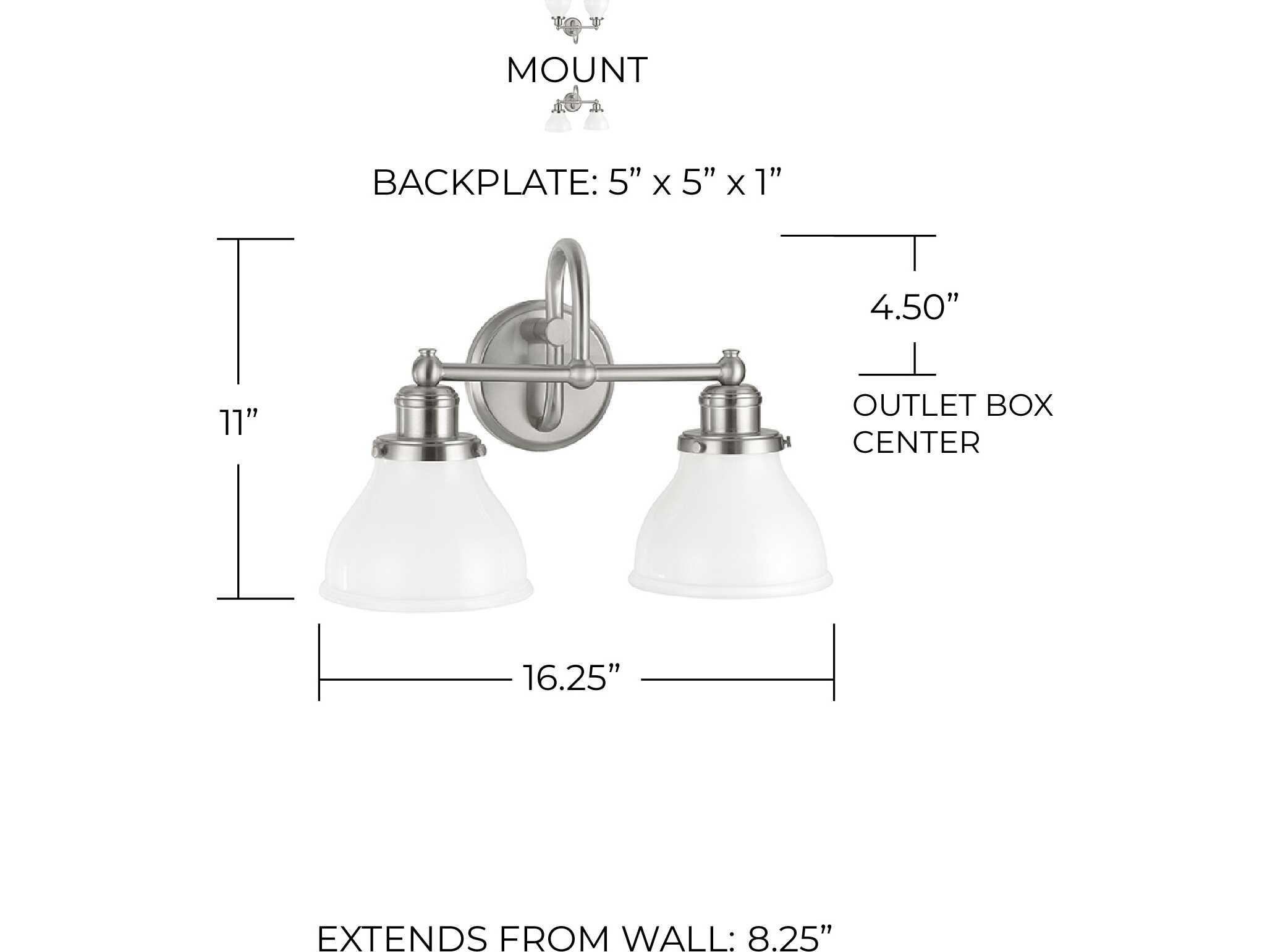 Capital Lighting Baxter 2-Light Brushed Nickel Glass Vanity Light