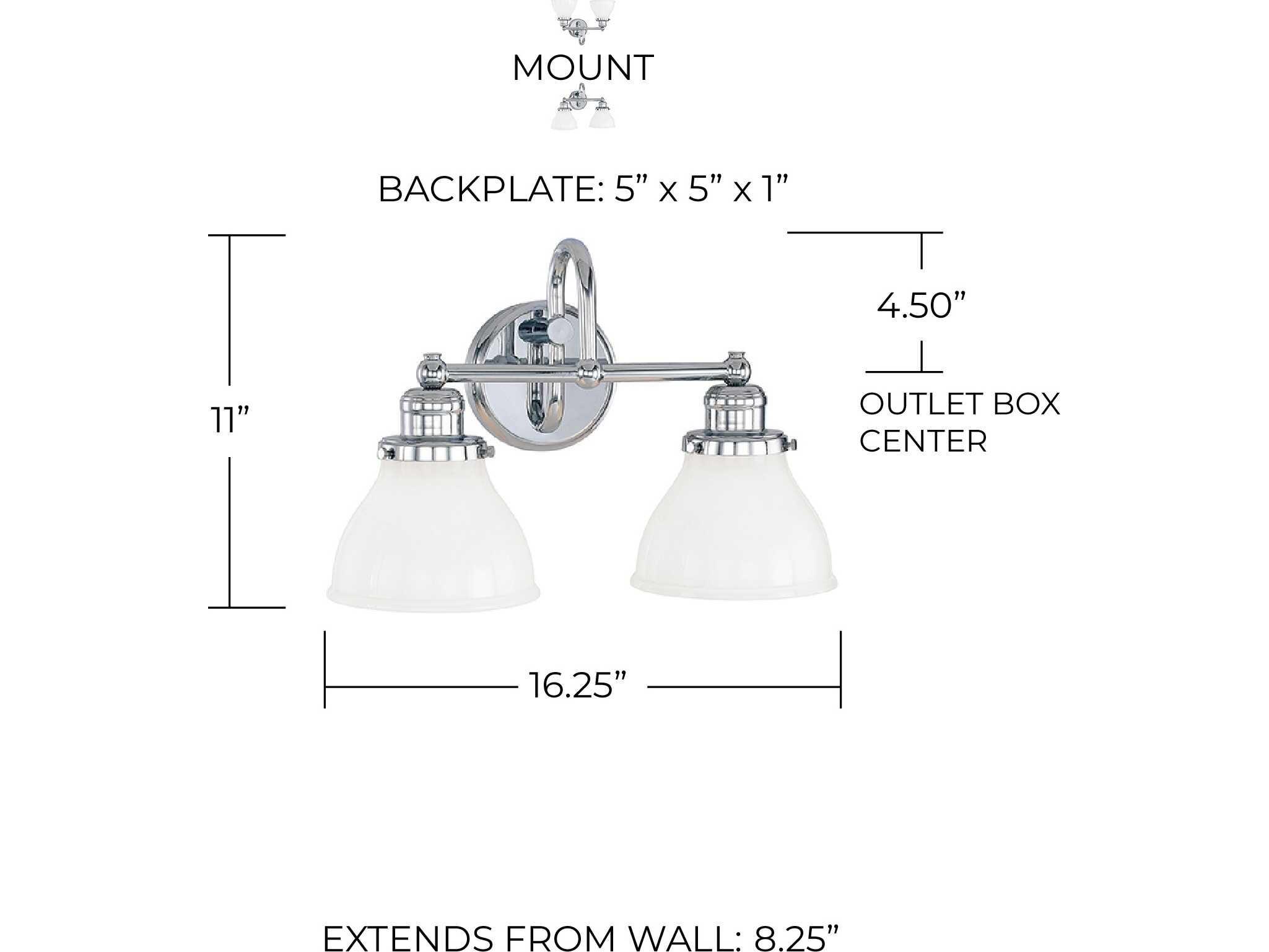 Capital Lighting Baxter 2-Light Chrome Glass Vanity Light