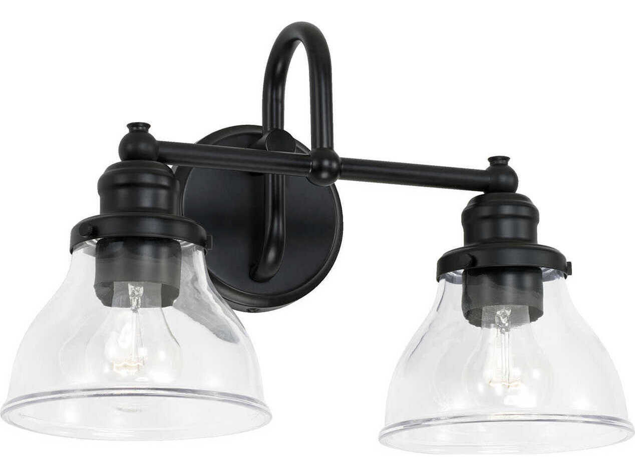 Capital Lighting Baxter 2-Light Matte Black Glass Vanity Light