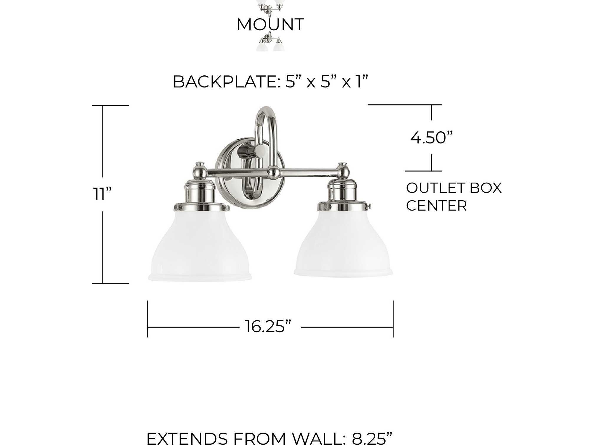 Capital Lighting Baxter 2-Light Polished Nickel Glass Vanity Light